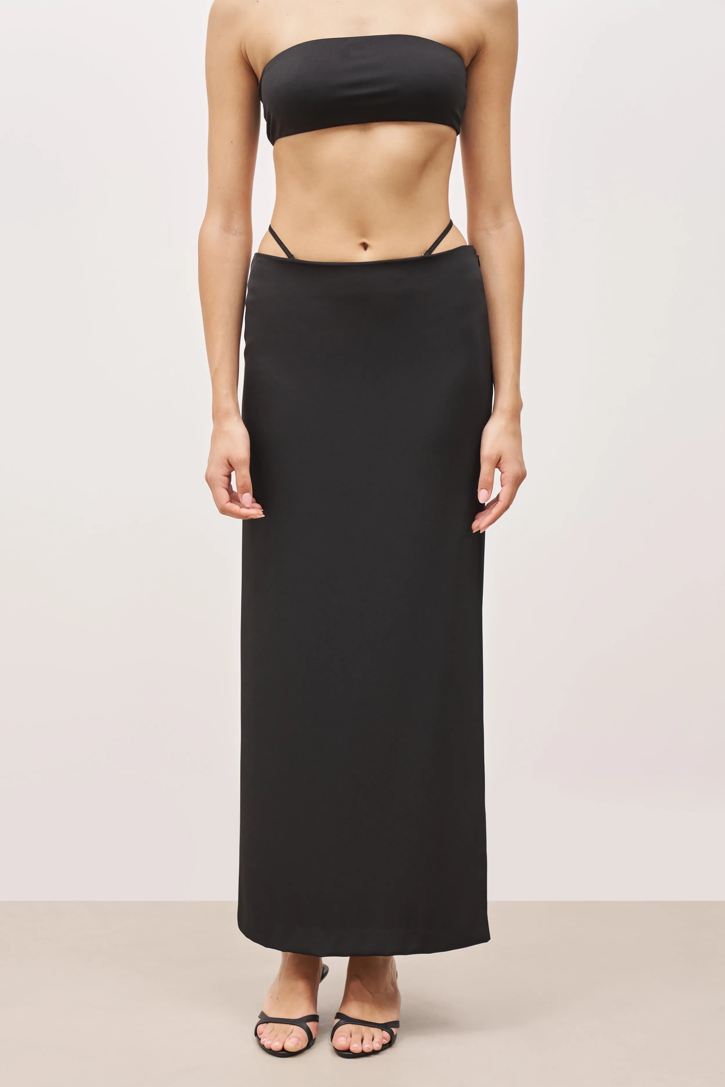 Tailored Maxi Skirt With Strap Detail - Black sold by Because of Alice product image thumbnail 3