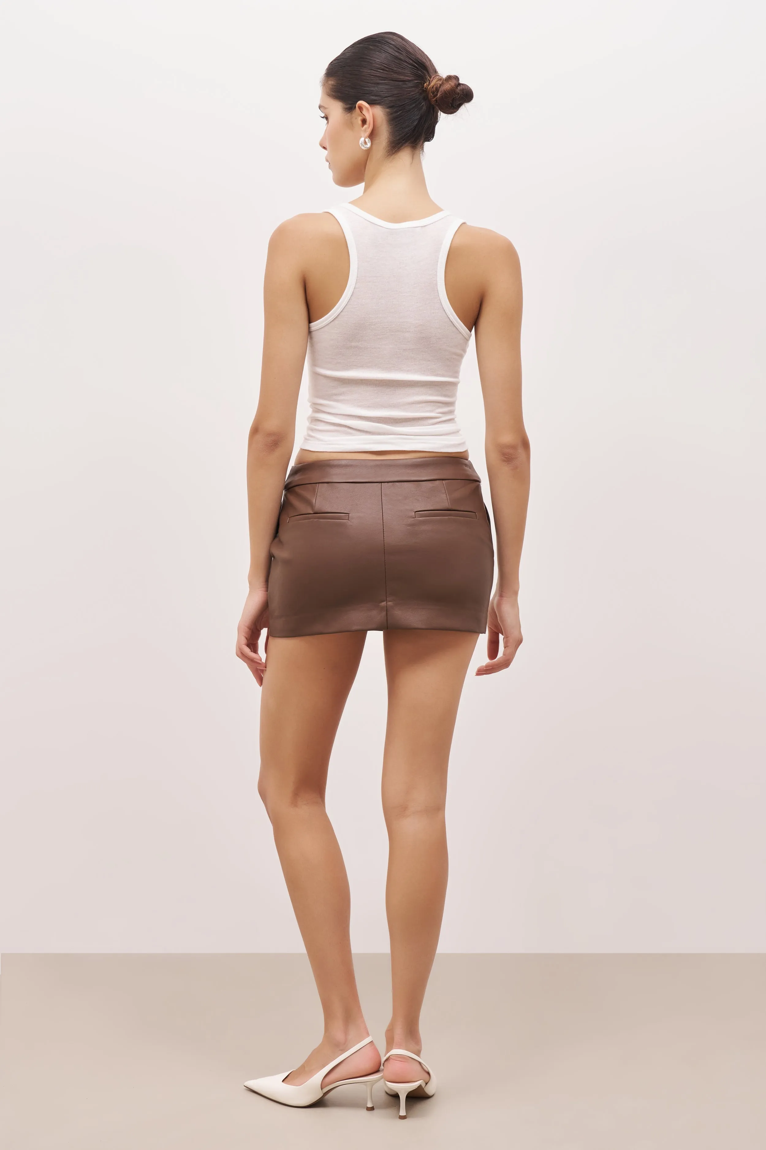 Leather Micro Mini Skirt - Espresso sold by Because of Alice product image thumbnail 2