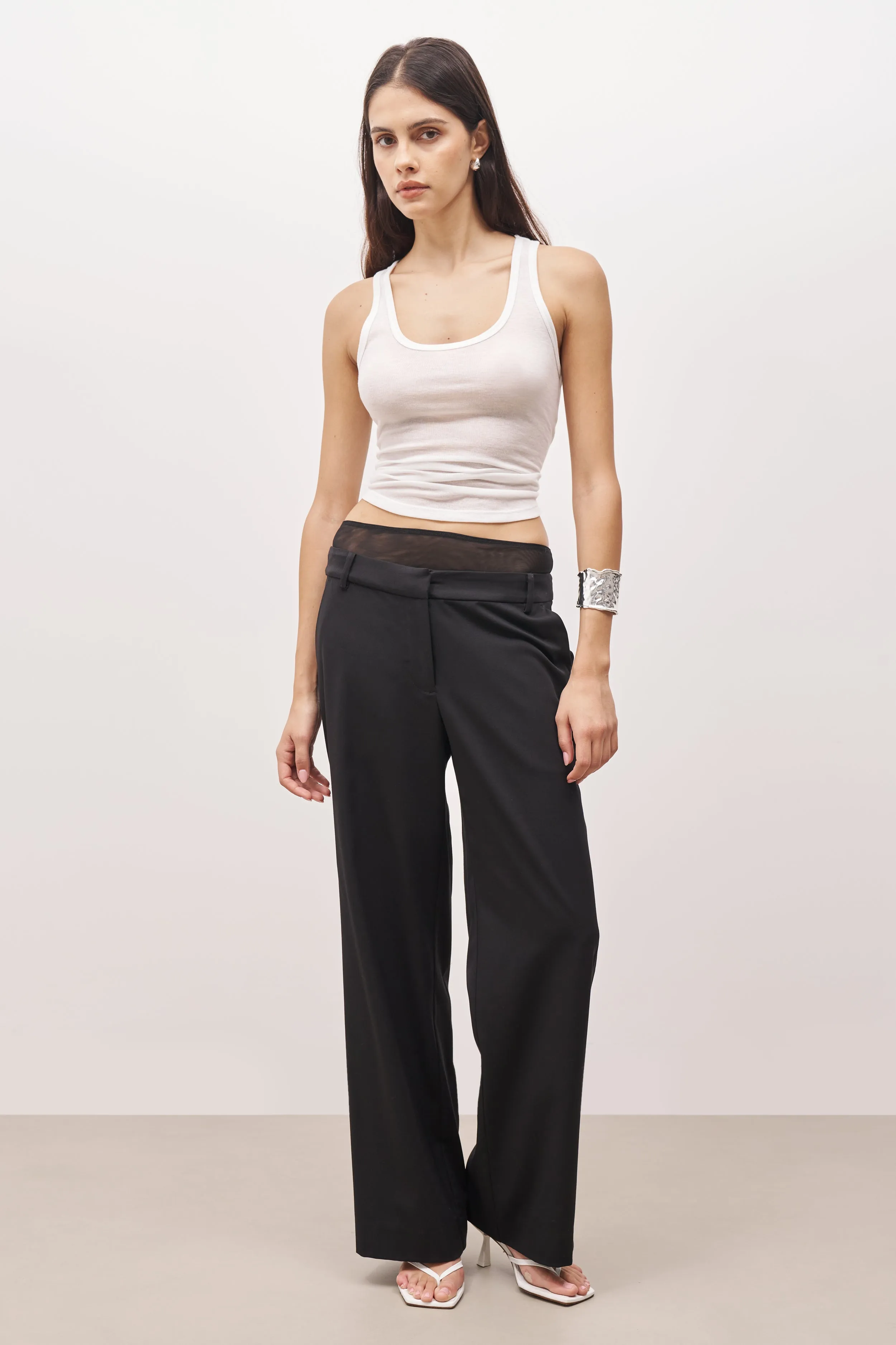 Double Waistband Relaxed Trousers - Black sold by Because of Alice