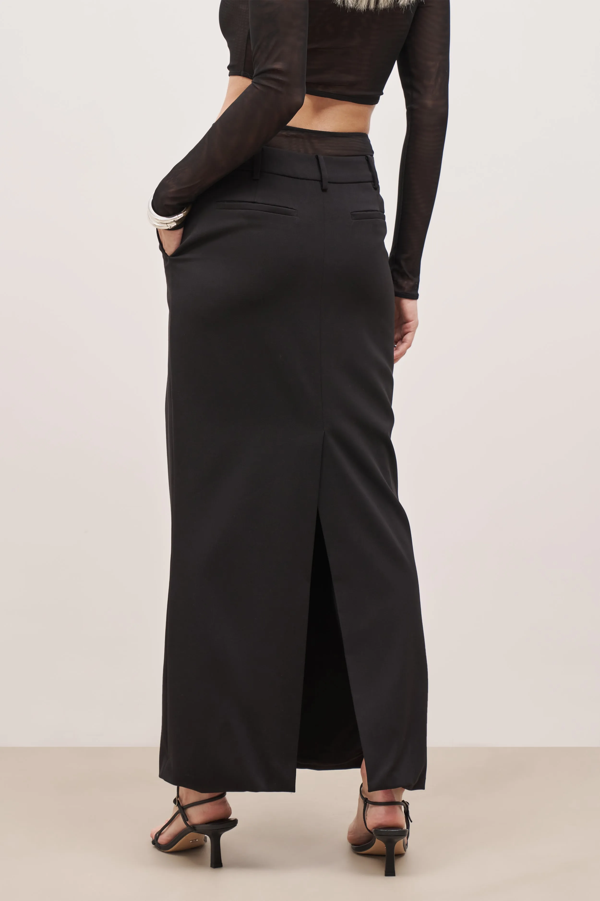 Double Waistband Relaxed Maxi Skirt - Black sold by Because of Alice product image thumbnail 4