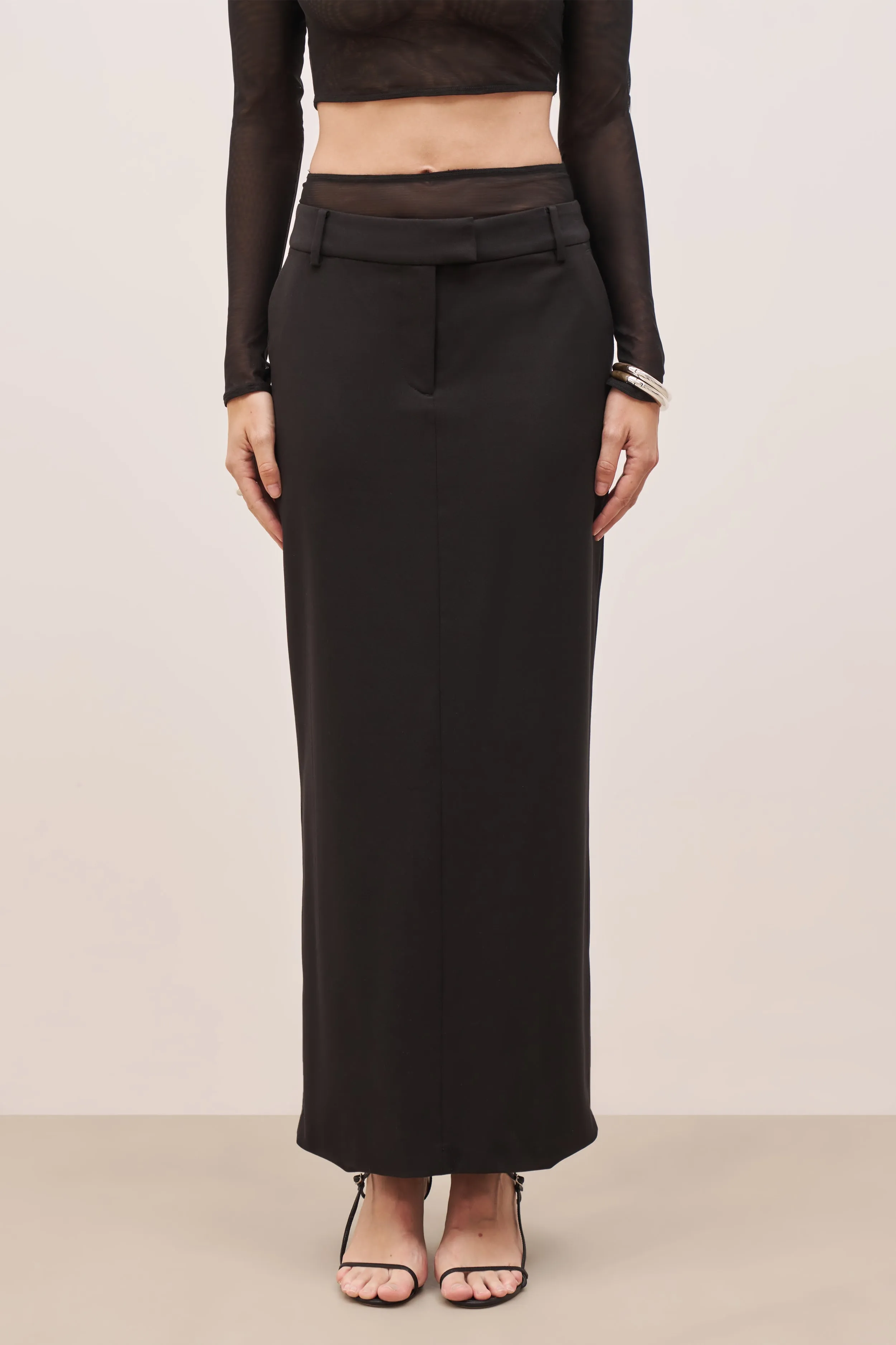Double Waistband Relaxed Maxi Skirt - Black sold by Because of Alice product image thumbnail 3