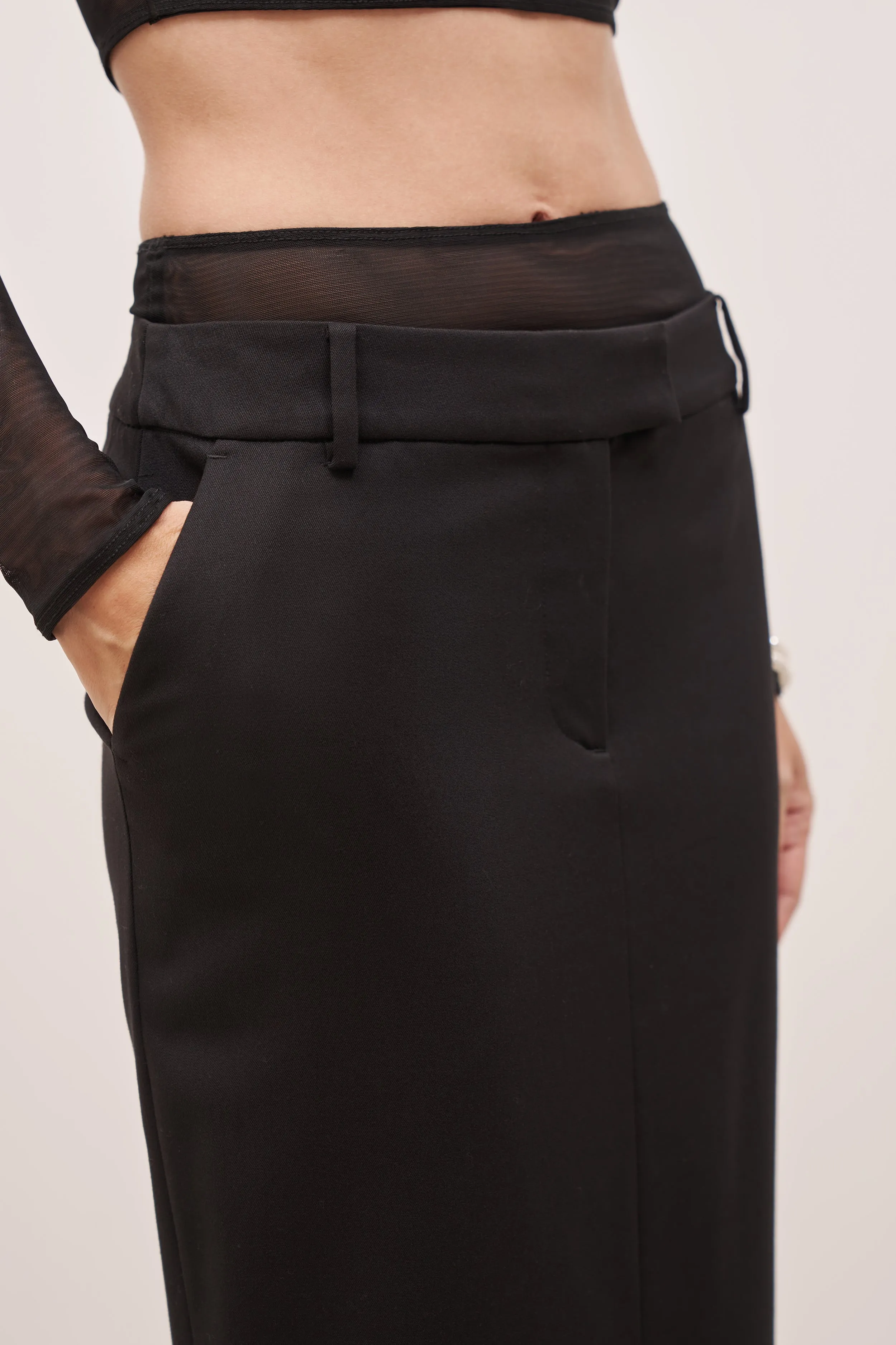 Double Waistband Relaxed Maxi Skirt - Black sold by Because of Alice product image thumbnail 5