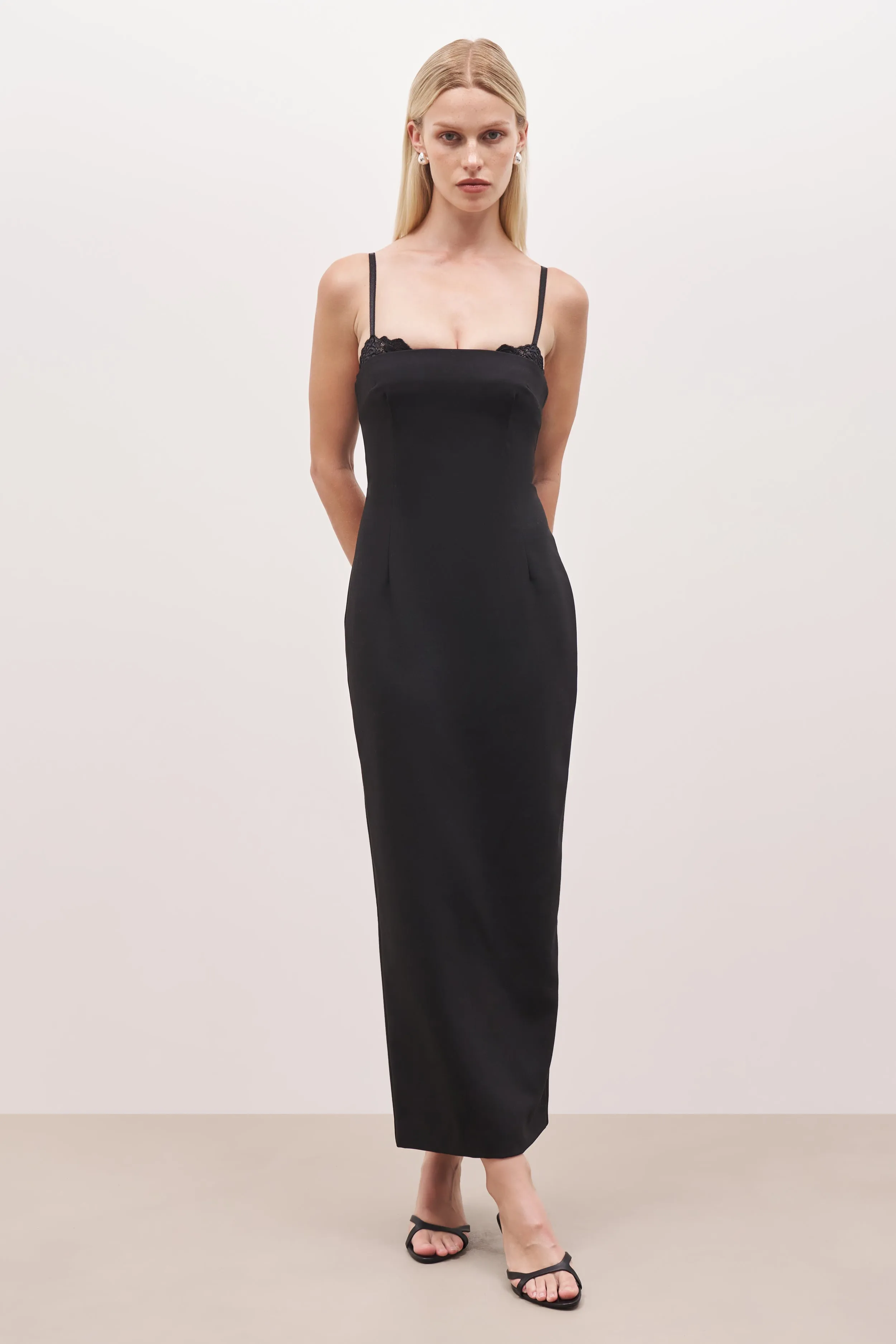 Tailored Bustier Maxi Dress - Black sold by Because of Alice