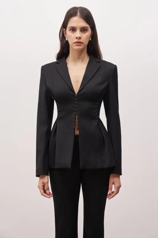 Hook & Eye Hourglass Blazer - Black sold by Because of Alice