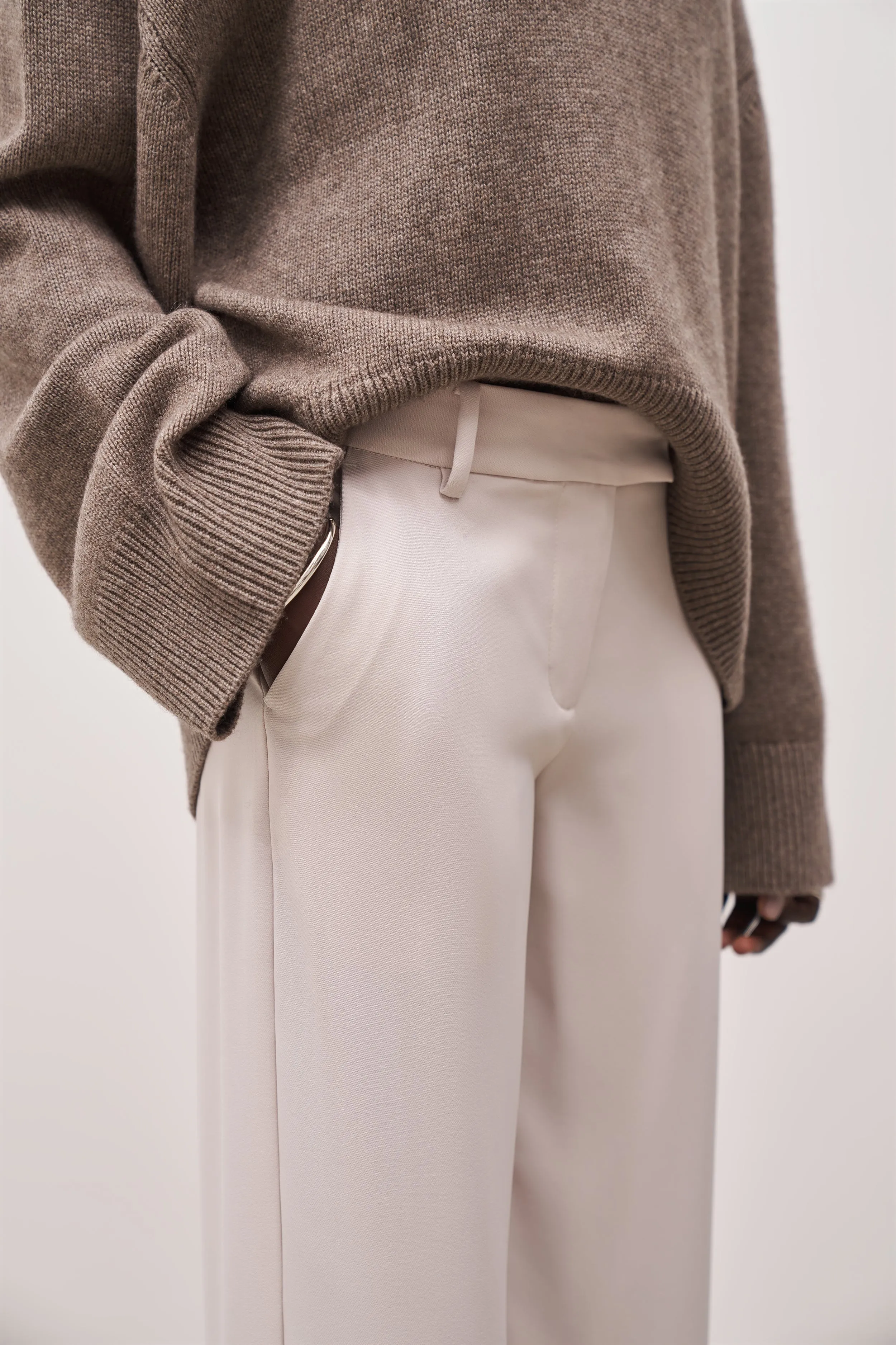Mid Rise Wide Leg Trousers - Ecru sold by Because of Alice product image thumbnail 5