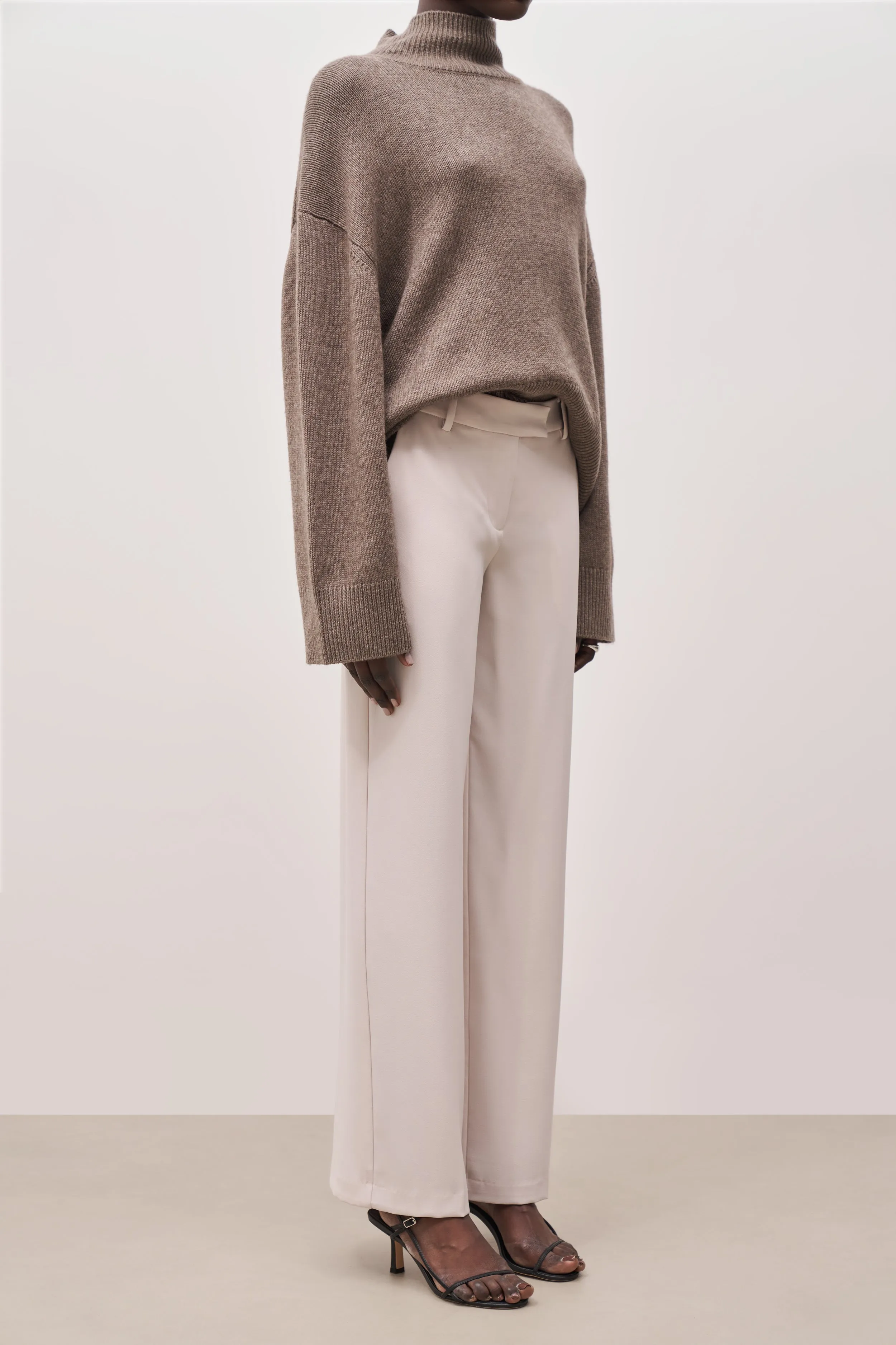 Mid Rise Wide Leg Trousers - Ecru sold by Because of Alice product image thumbnail 4