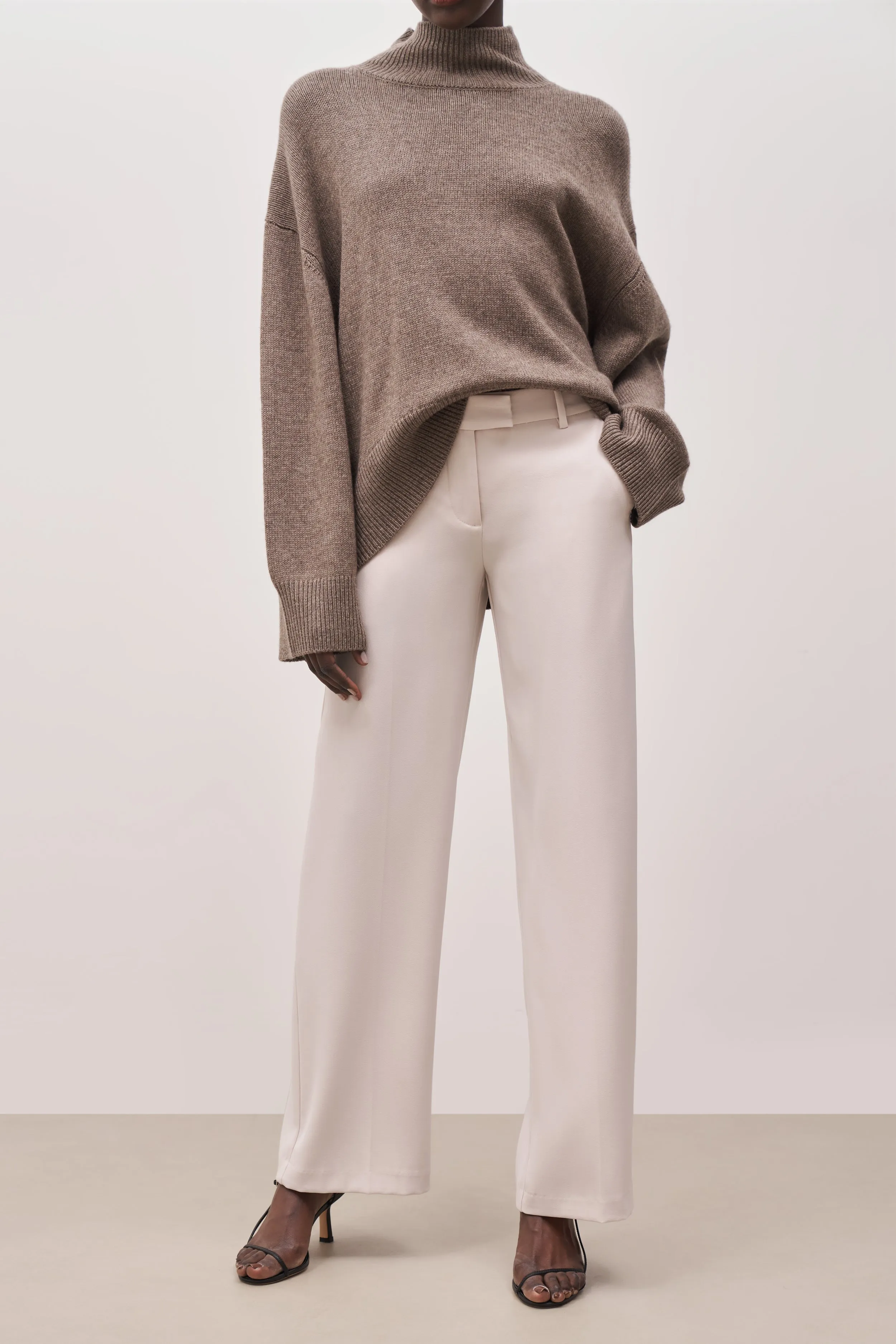 Mid Rise Wide Leg Trousers - Ecru sold by Because of Alice product image thumbnail 3