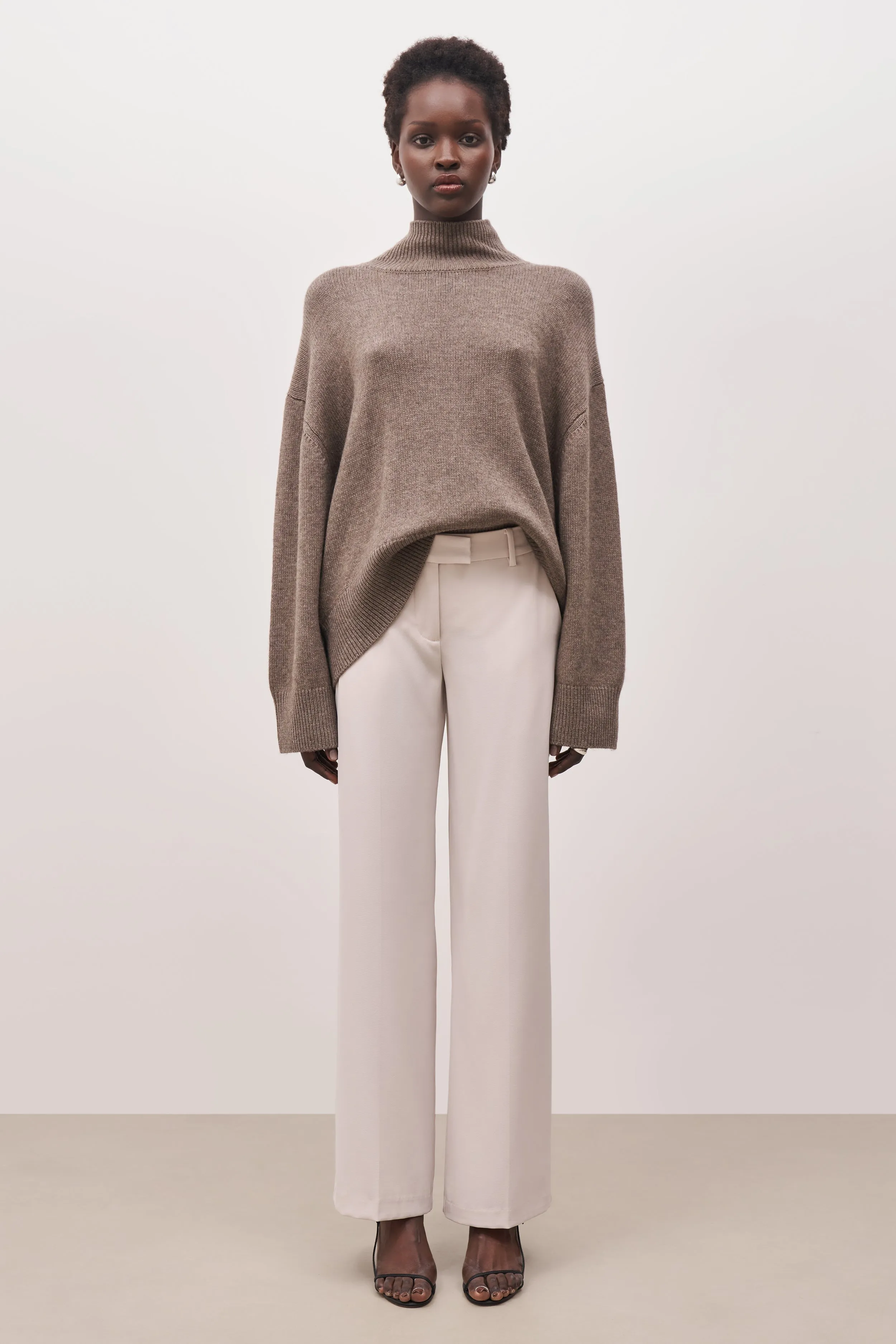 Mid Rise Wide Leg Trousers - Ecru sold by Because of Alice