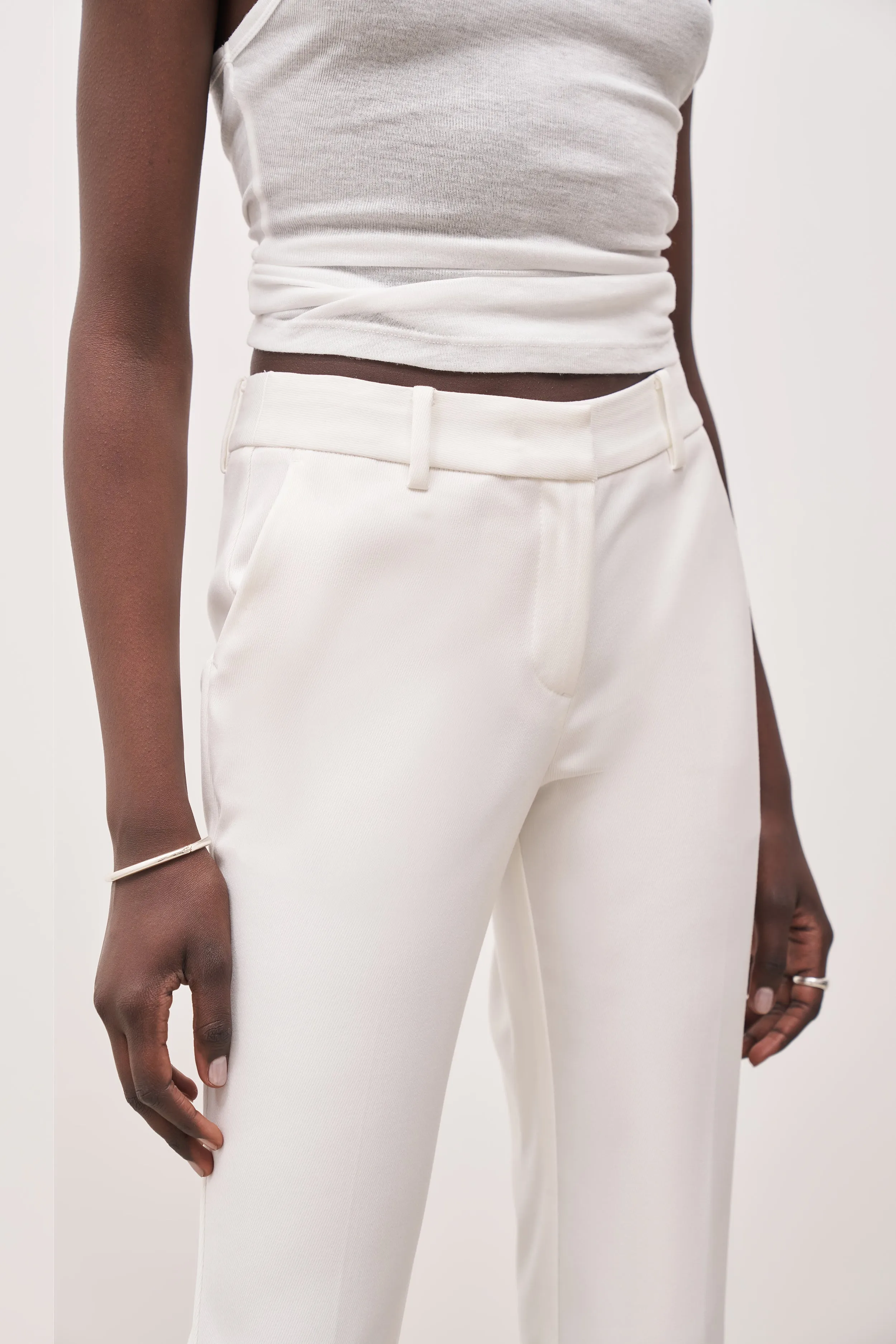 Mid Rise Flared Trousers - White sold by Because of Alice product image thumbnail 4