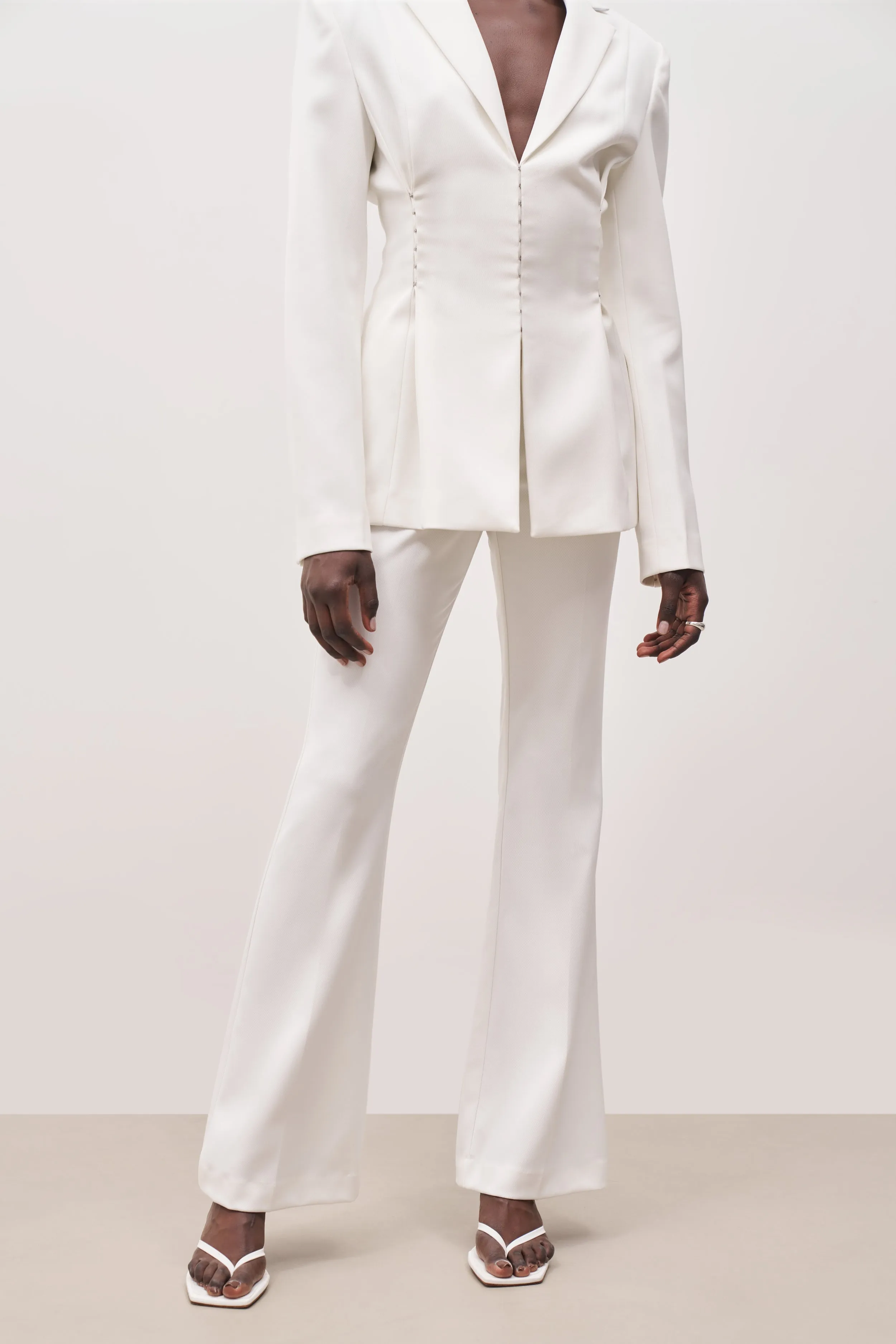 Mid Rise Flared Trousers - White sold by Because of Alice product image thumbnail 3