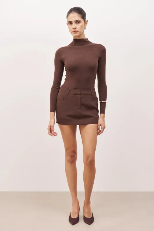 Mid Rise Effortless Mini Skirt - Truffle sold by Because of Alice