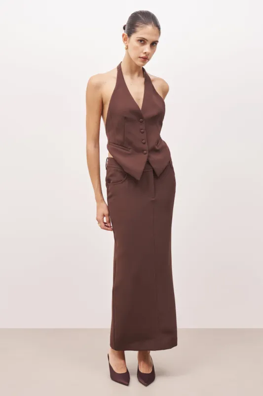 Mid Rise Effortless Maxi Skirt - Truffle sold by Because of Alice