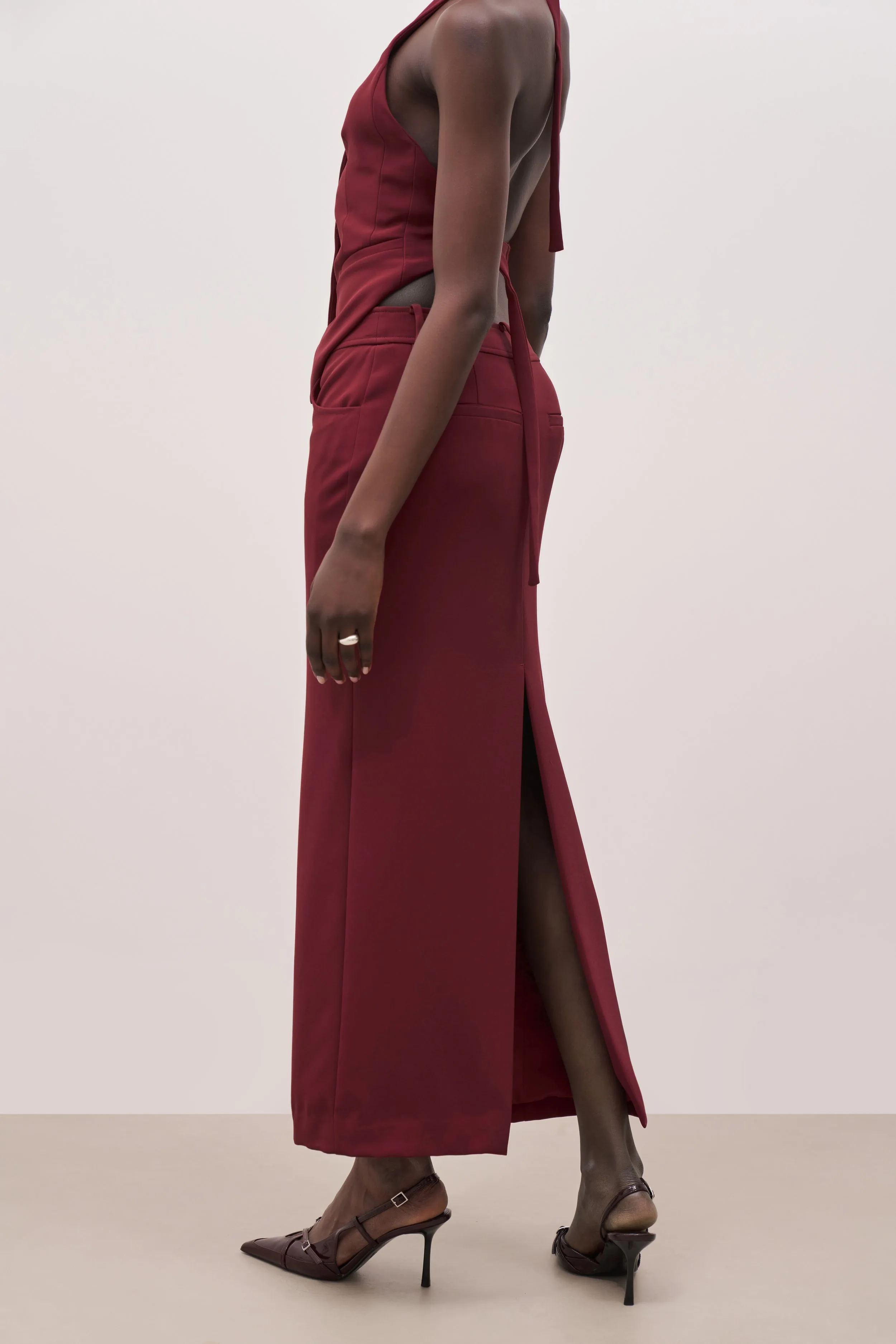 Mid Rise Effortless Maxi Skirt - Burgundy sold by Because of Alice product image thumbnail 4