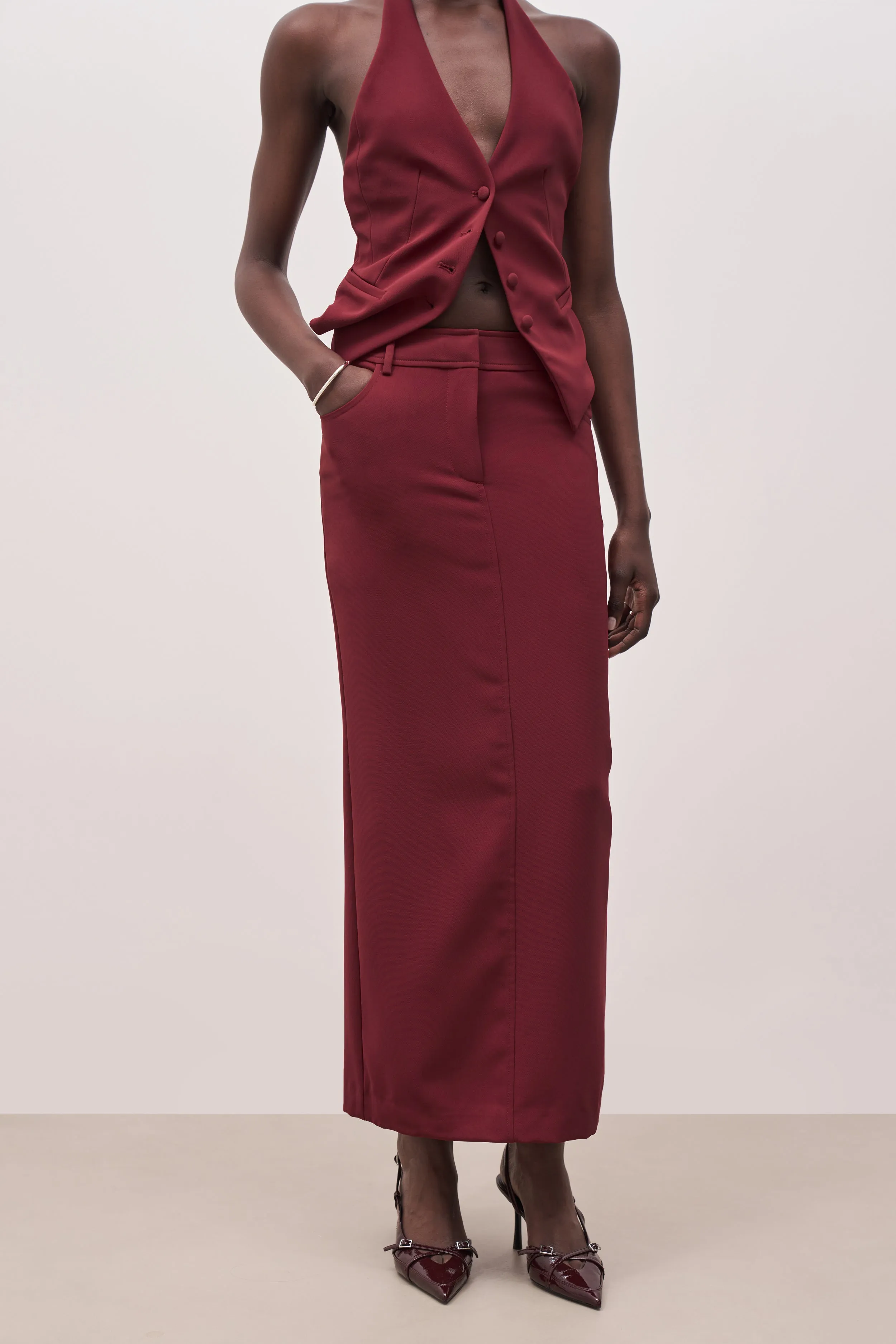 Mid Rise Effortless Maxi Skirt - Burgundy sold by Because of Alice product image thumbnail 3