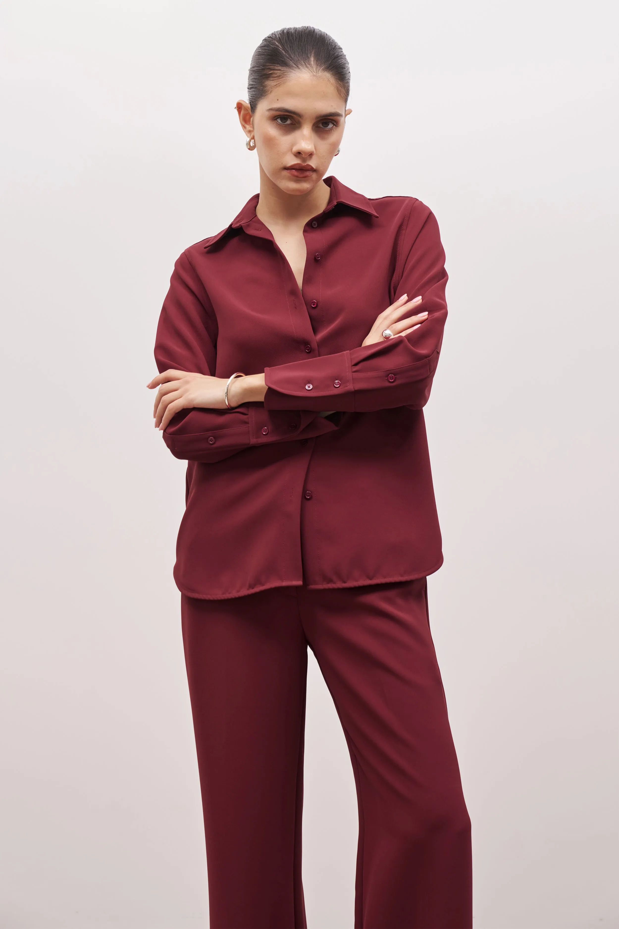 Effortless Oversized Shirt - Burgundy sold by Because of Alice
