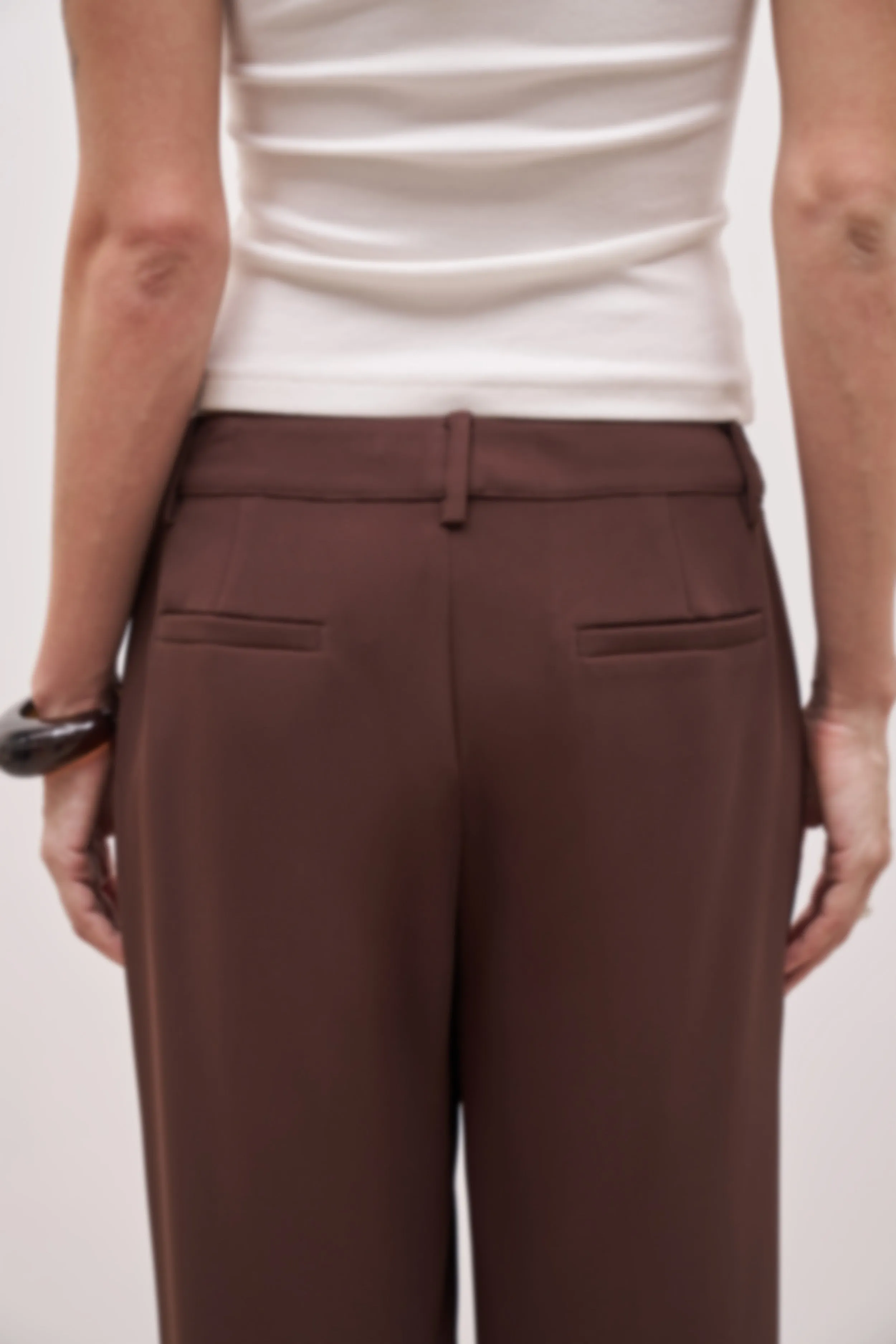 Draped Mid Rise Trousers - Truffle sold by Because of Alice product image thumbnail 4