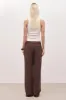 Draped Mid Rise Trousers - Truffle sold by Because of Alice