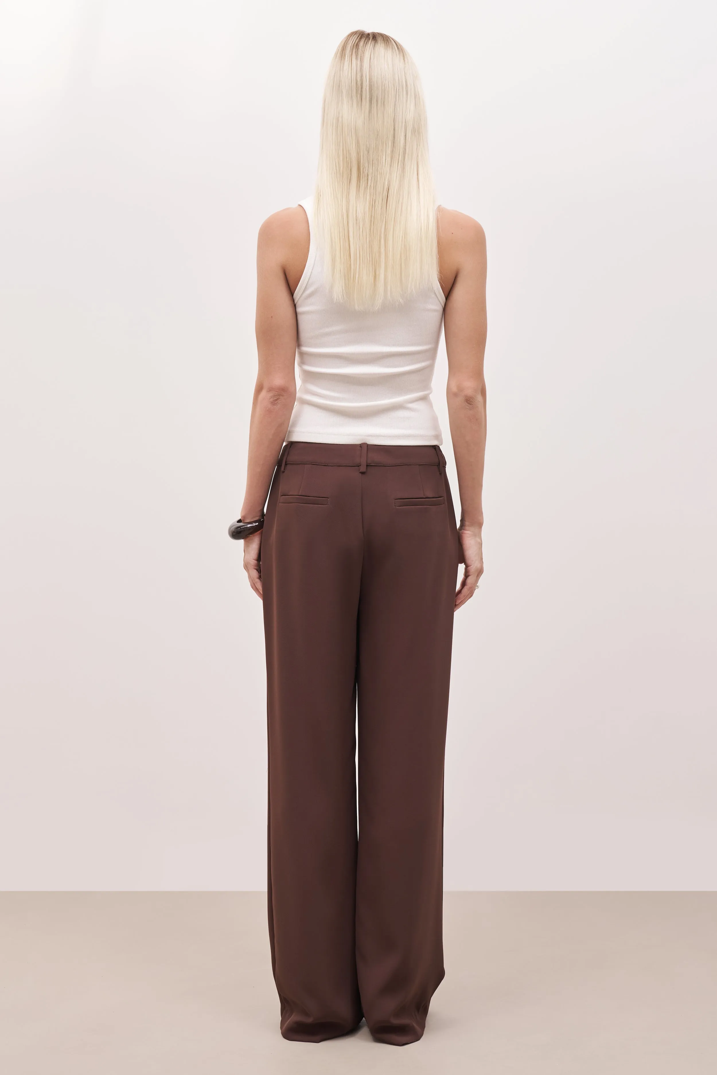 Draped Mid Rise Trousers - Truffle sold by Because of Alice product image thumbnail 2