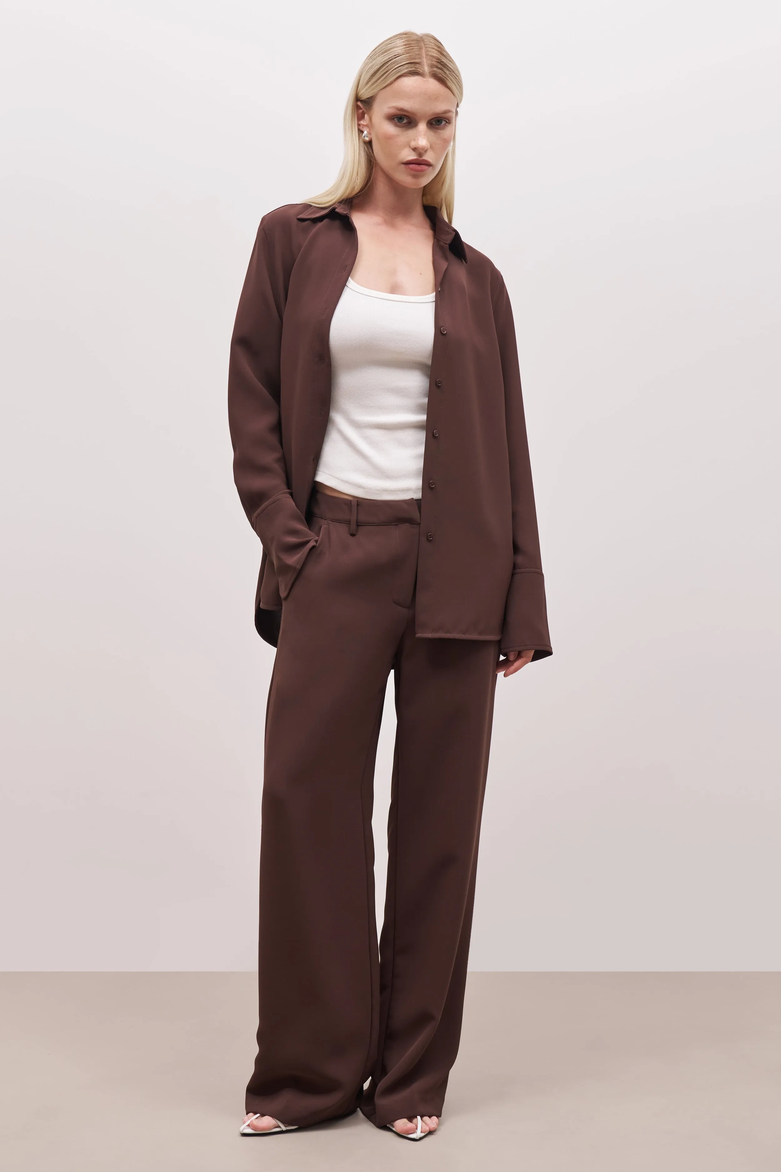 Draped Mid Rise Trousers - Truffle sold by Because of Alice product image thumbnail 5