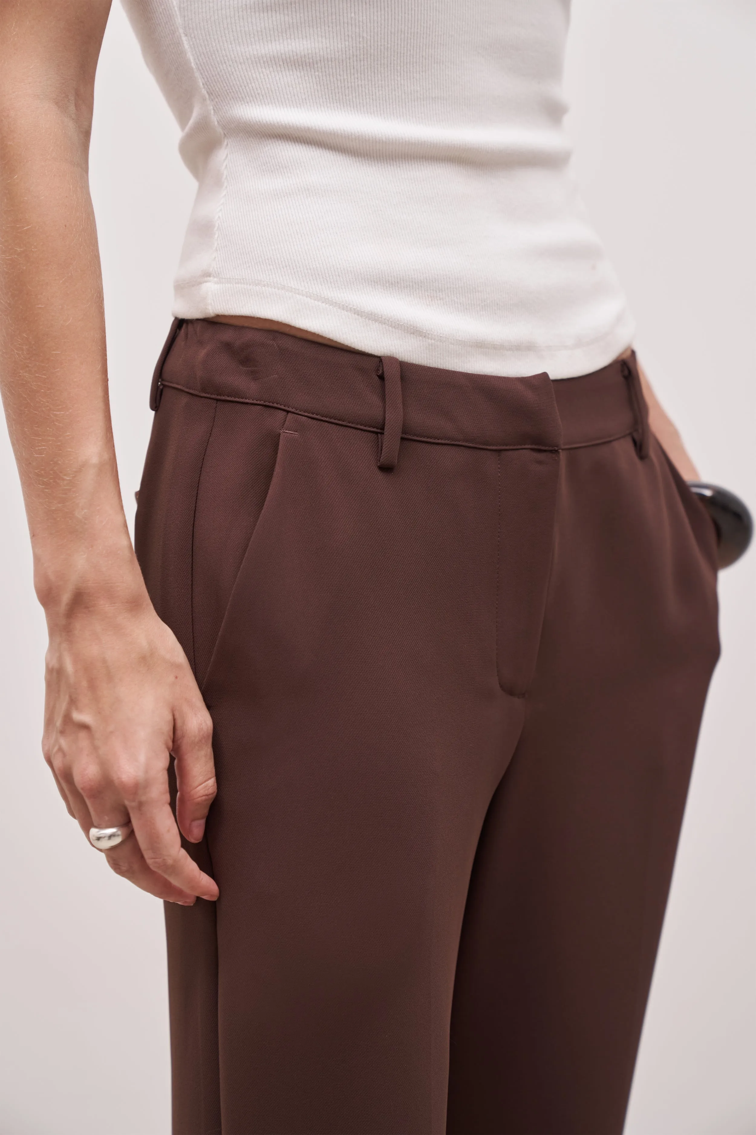 Draped Mid Rise Trousers - Truffle sold by Because of Alice product image thumbnail 3