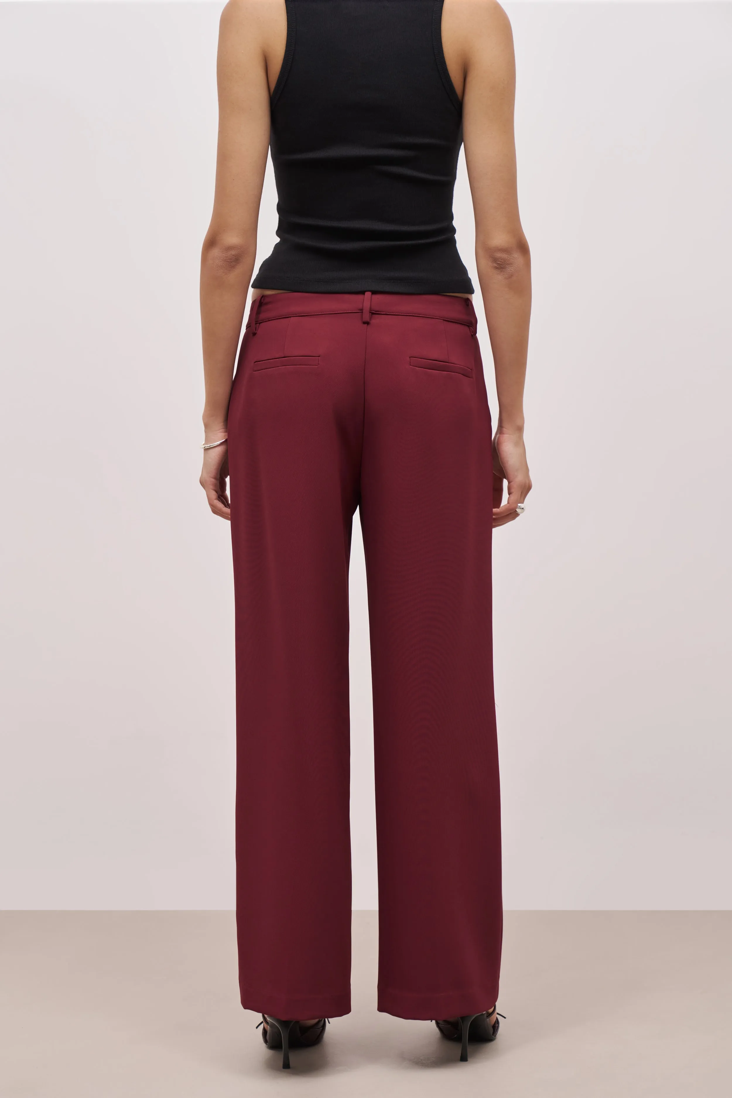 Draped Mid Rise Trousers - Burgundy sold by Because of Alice product image thumbnail 2