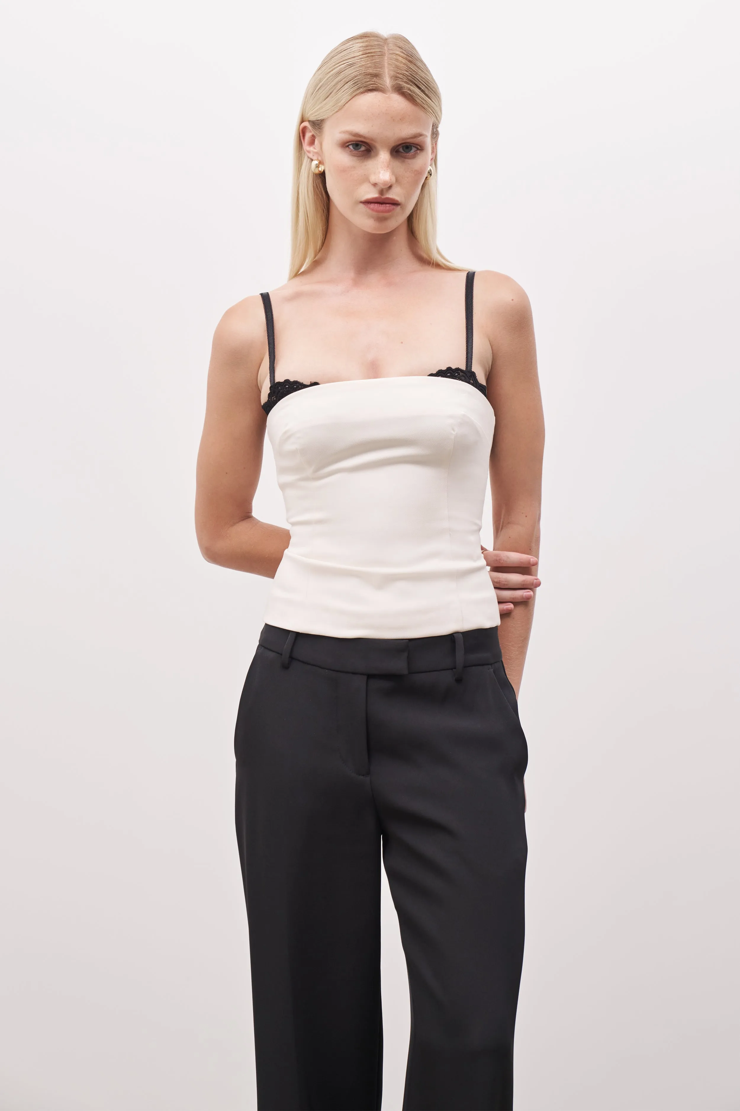 Tailored Bra Detail Bustier - Cream/Black sold by Because of Alice