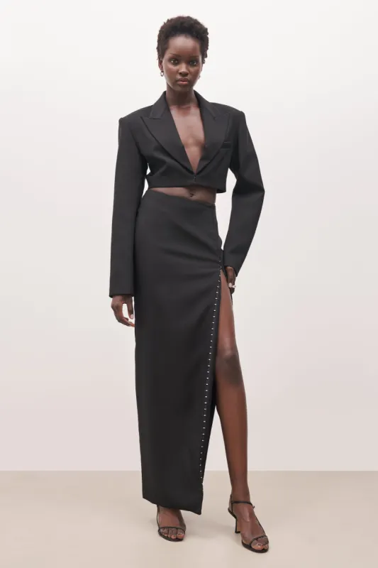Hook & Eye Split Hem Maxi Skirt - Black sold by Because of Alice