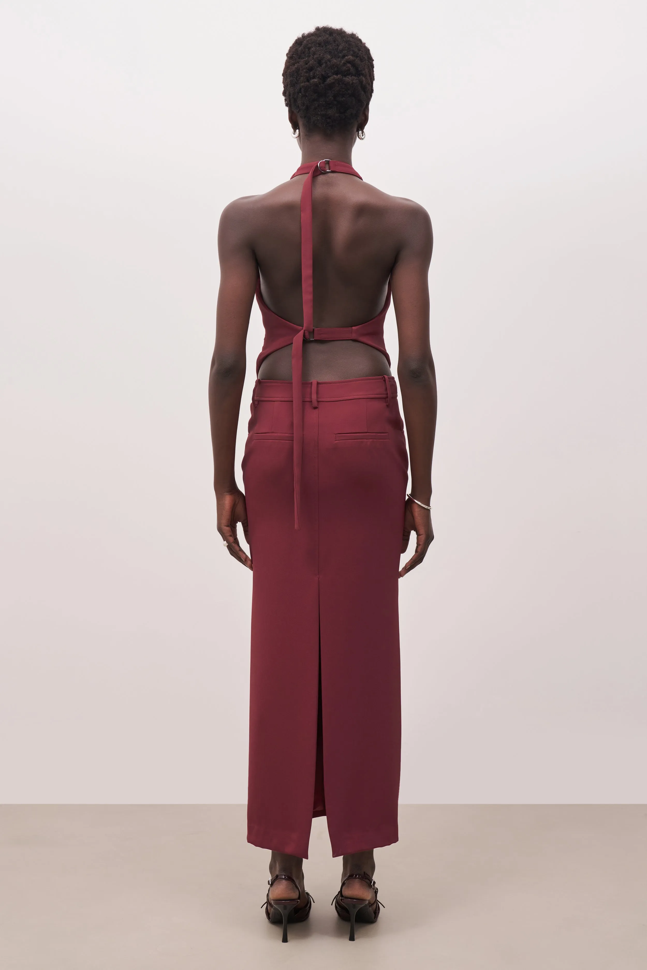 Backless Halter Waistcoat - Burgundy sold by Because of Alice product image thumbnail 2