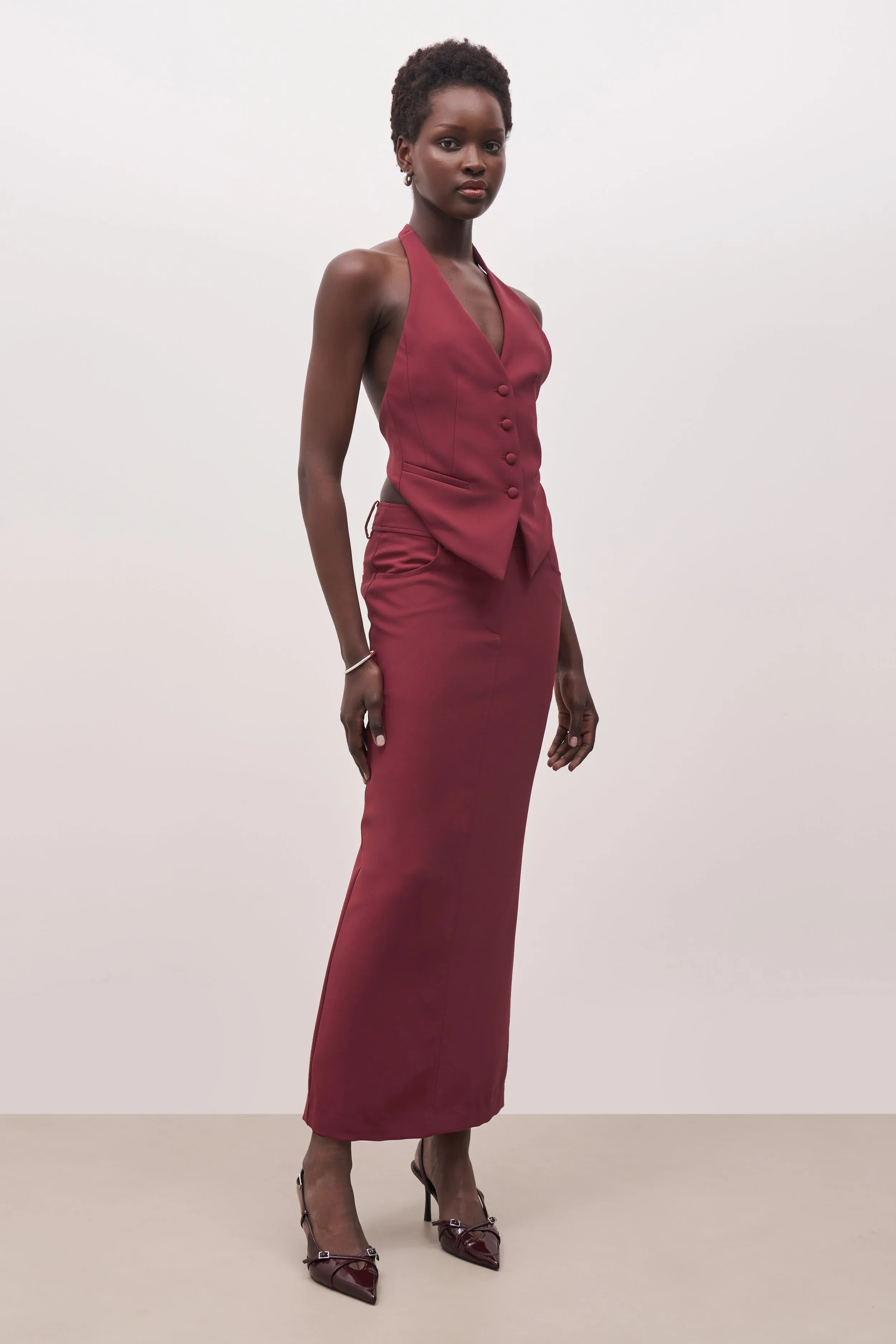 Backless Halter Waistcoat - Burgundy sold by Because of Alice product image thumbnail 3