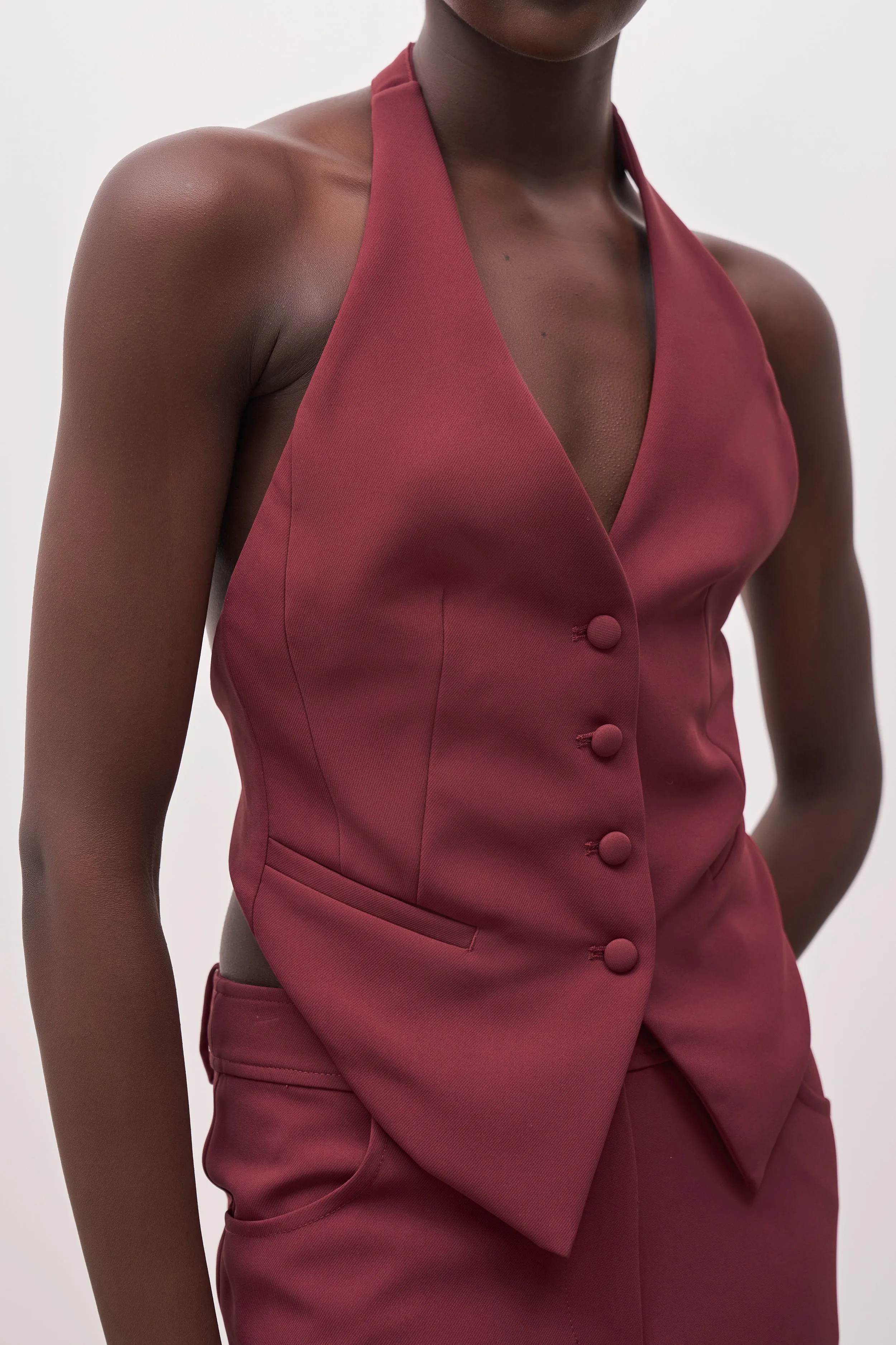 Backless Halter Waistcoat - Burgundy sold by Because of Alice product image thumbnail 5