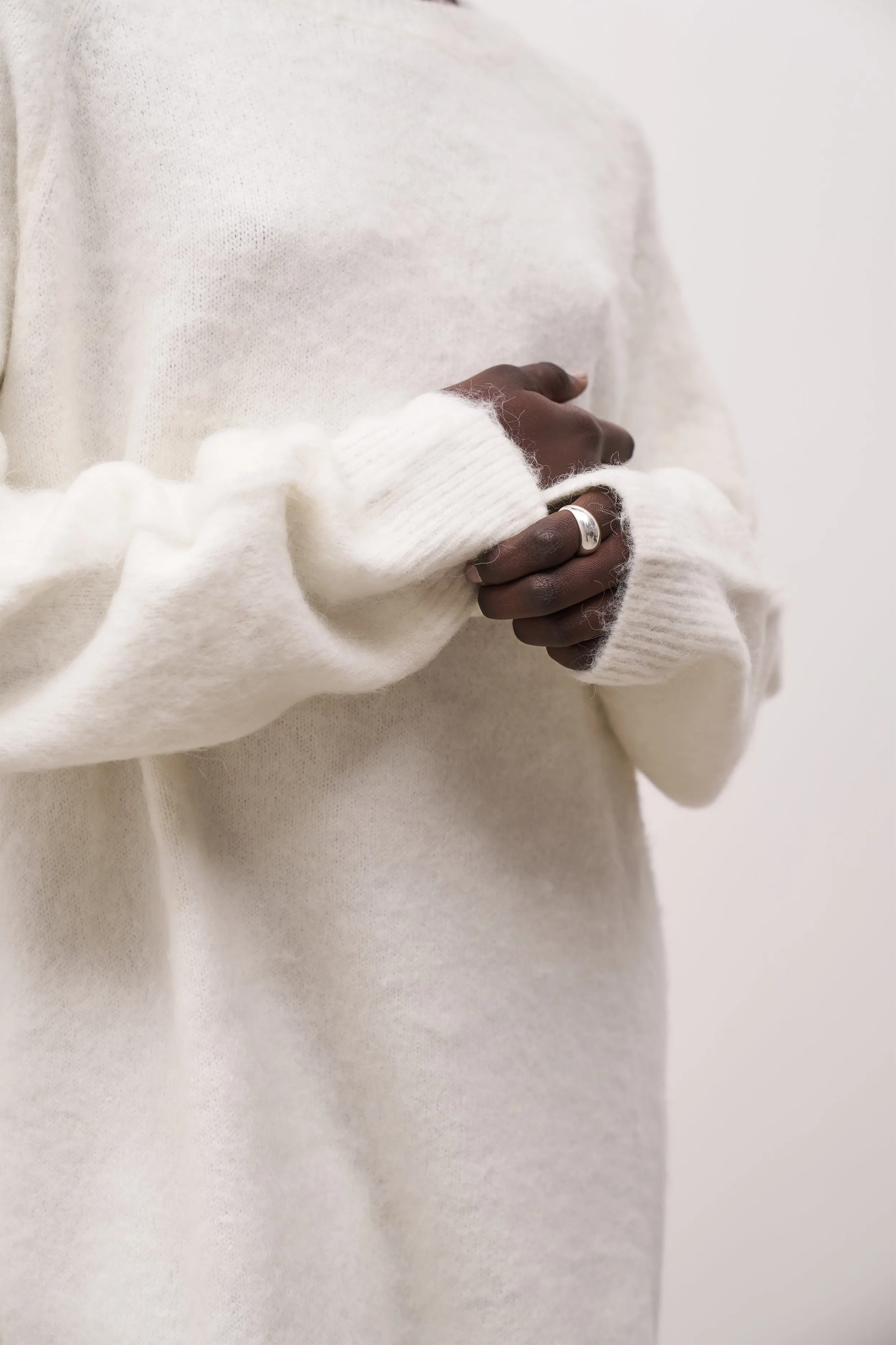 Soft Brushed Crew Neck Jumper Dress - Cream sold by Because of Alice product image thumbnail 5