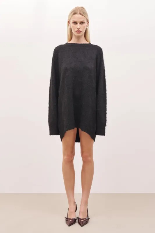 Soft Brushed Crew Neck Jumper Dress - Black sold by Because of Alice