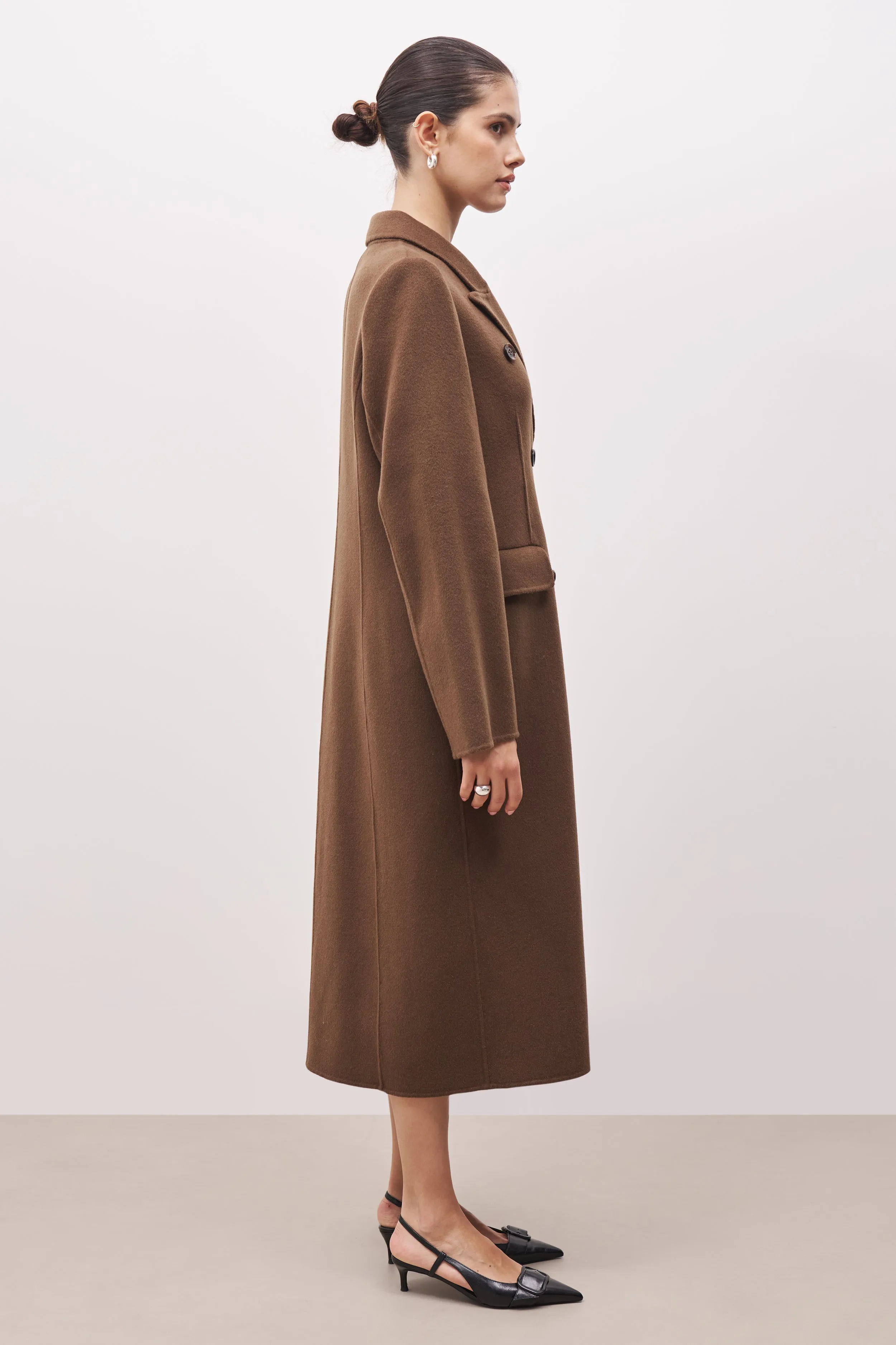 Double Faced Wool Dinner Coat - Brown sold by Because of Alice product image thumbnail 4