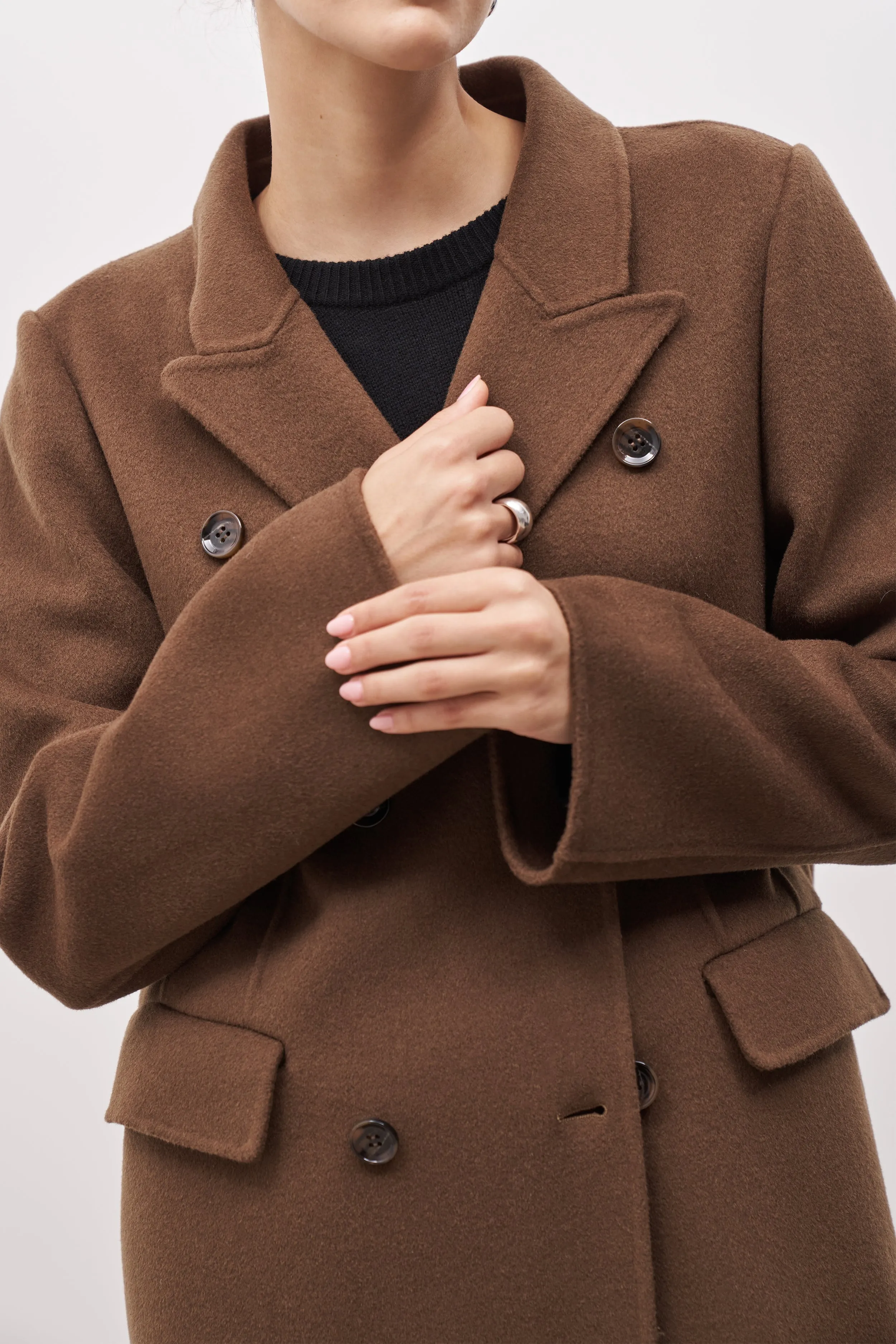 Double Faced Wool Dinner Coat - Brown sold by Because of Alice product image thumbnail 5