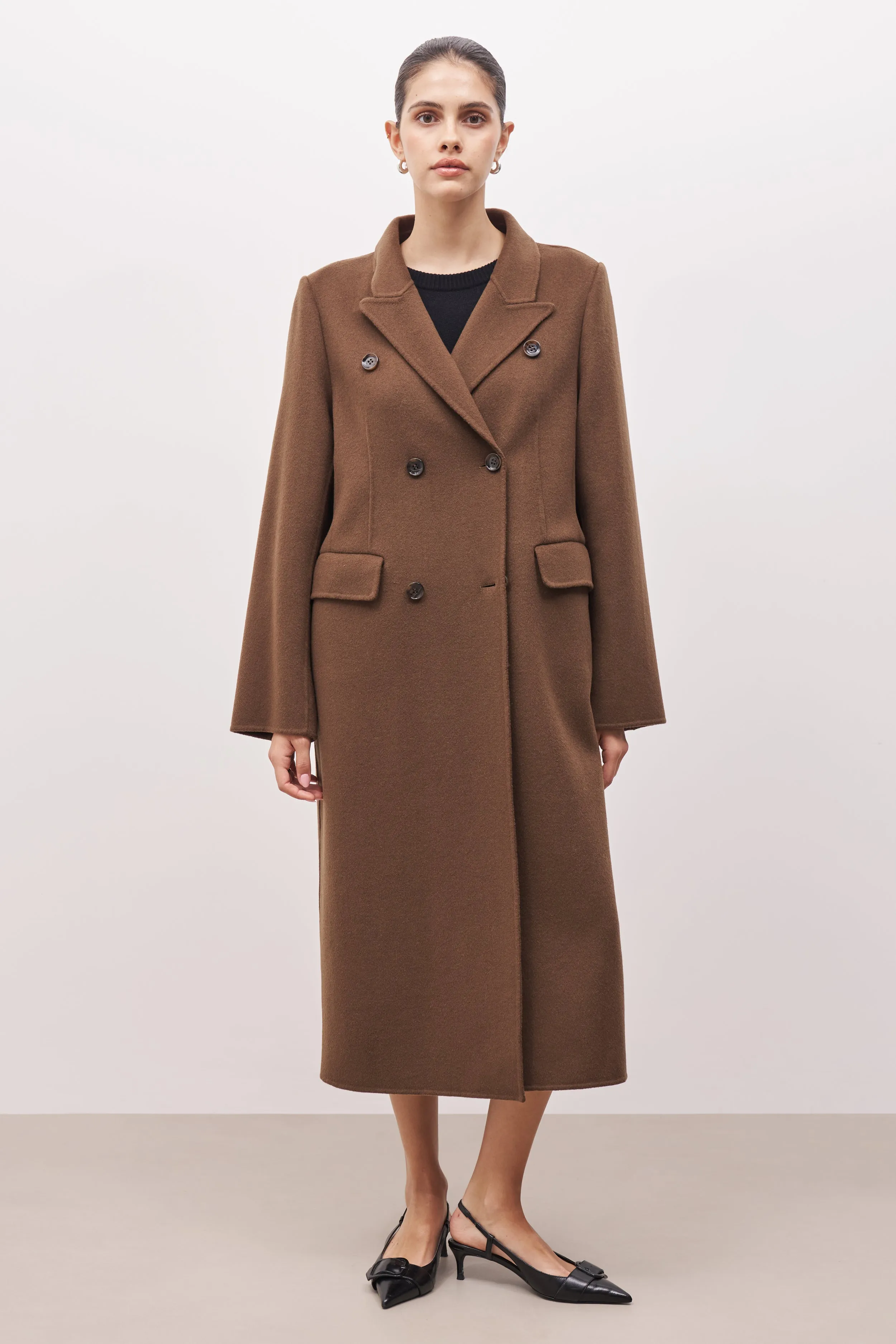 Double Faced Wool Dinner Coat - Brown sold by Because of Alice product image thumbnail 3