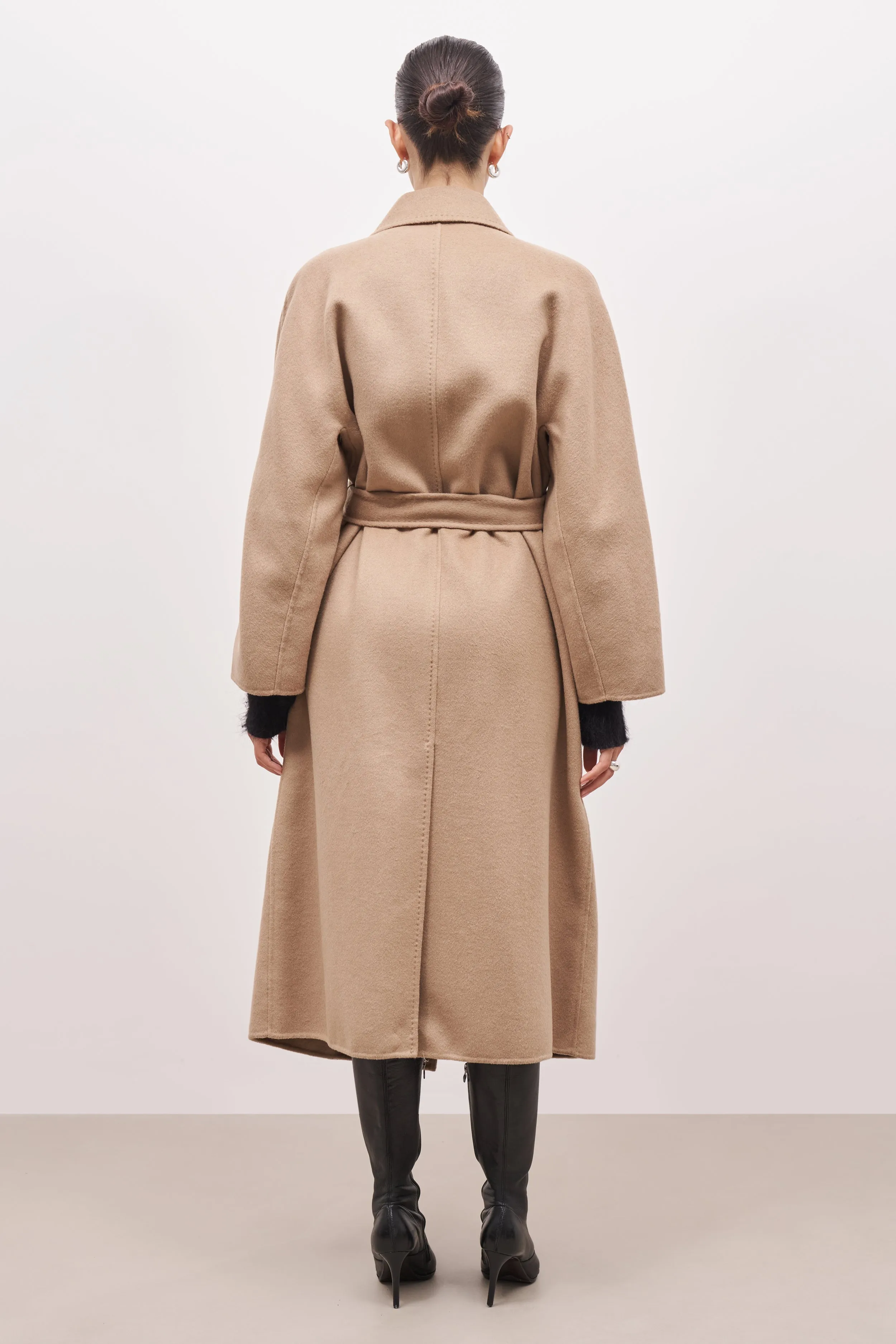 Double Faced Wool Coat With Belt - Camel sold by Because of Alice product image thumbnail 2
