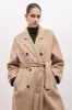 Double Faced Wool Coat With Belt - Camel sold by Because of Alice