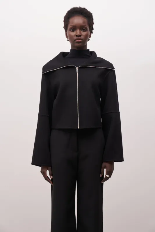 Double Faced Wool Cropped Jacket - Black sold by Because of Alice