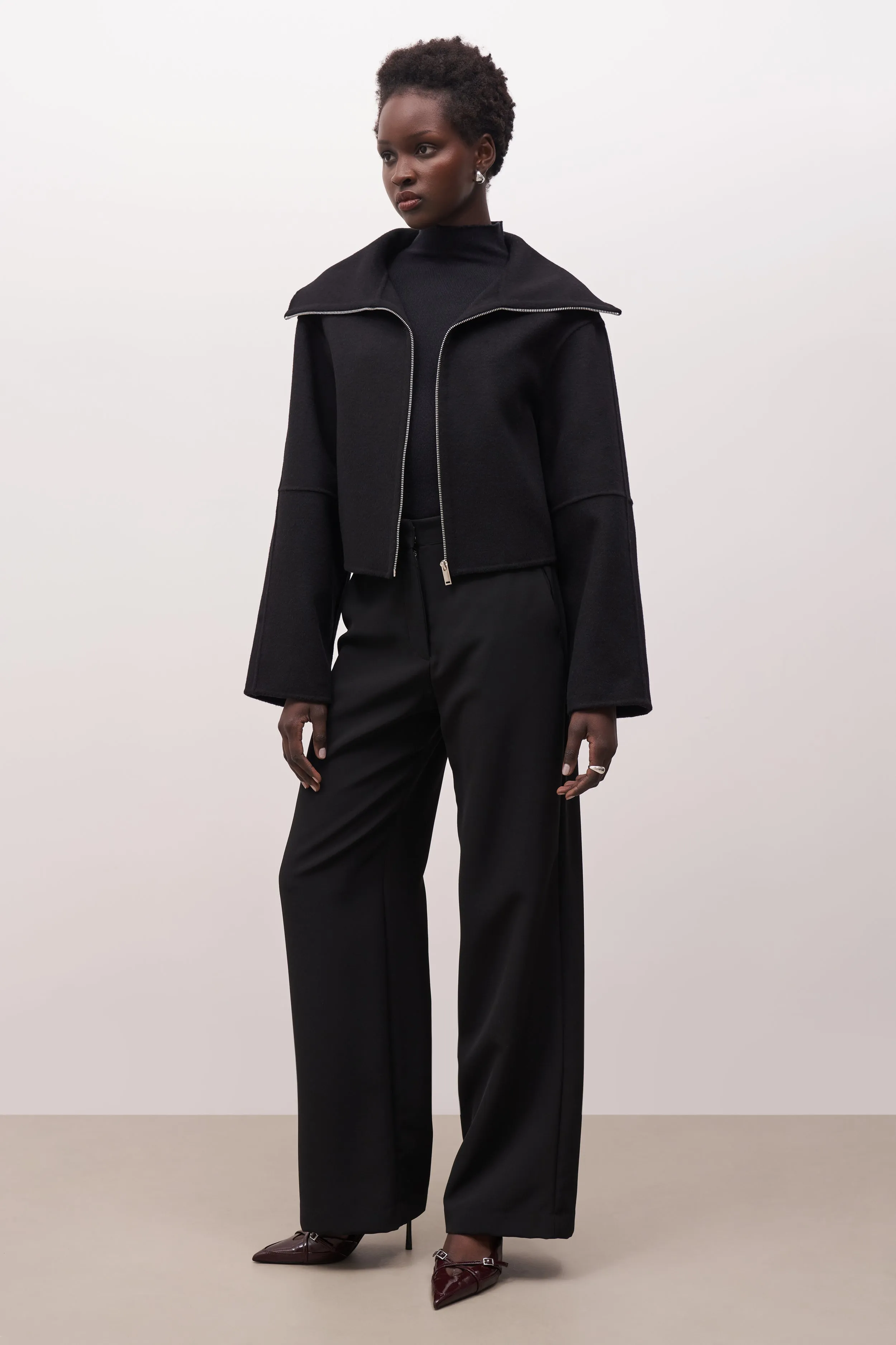 Double Faced Wool Cropped Jacket - Black sold by Because of Alice product image thumbnail 3