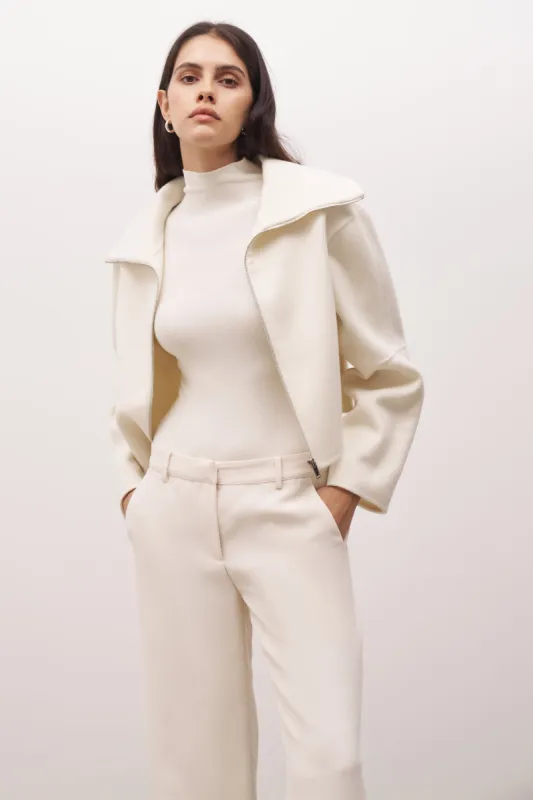 Double Faced Wool Cropped Jacket - Cream sold by Because of Alice