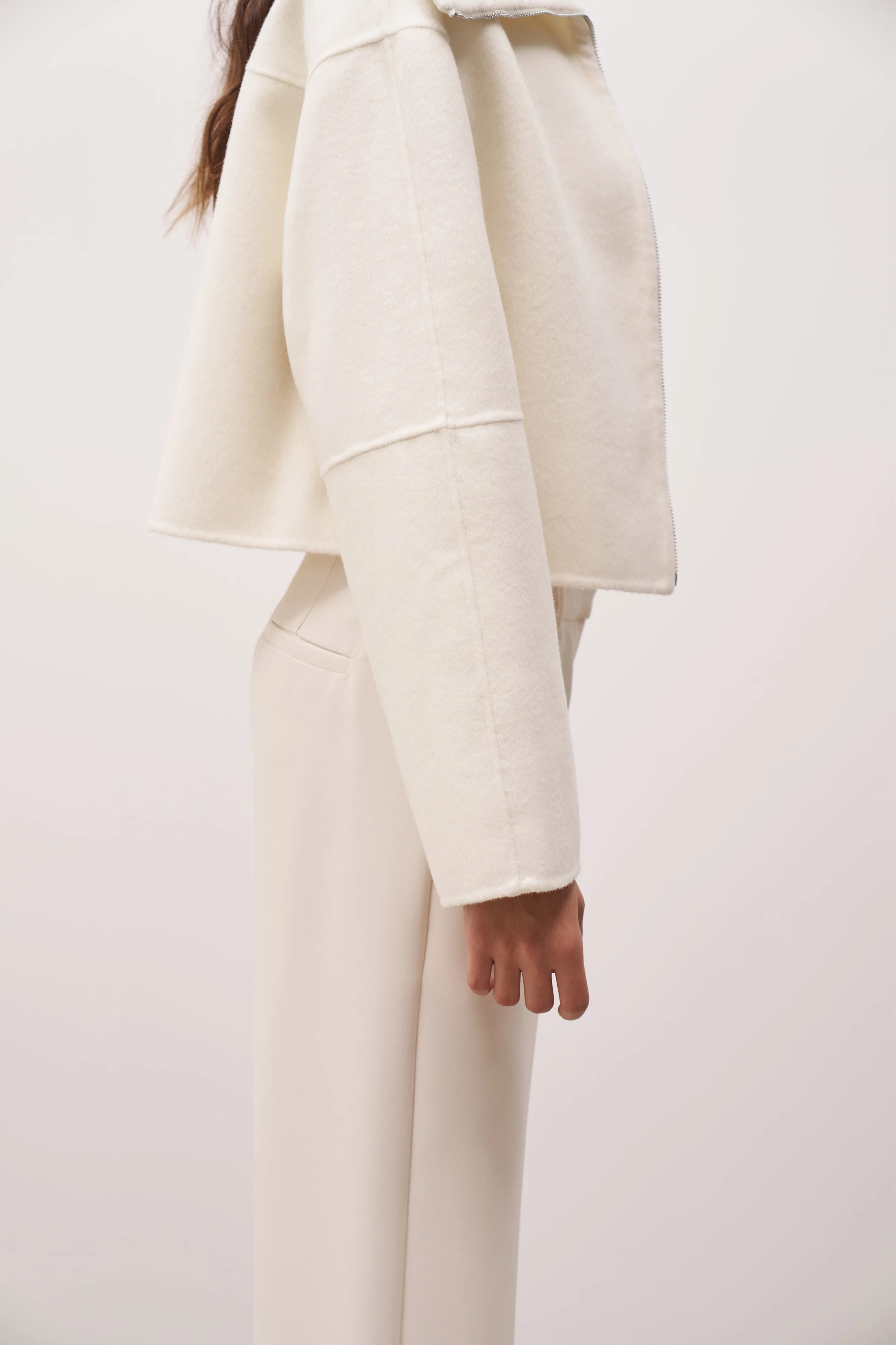 Double Faced Wool Cropped Jacket - Cream sold by Because of Alice product image thumbnail 5