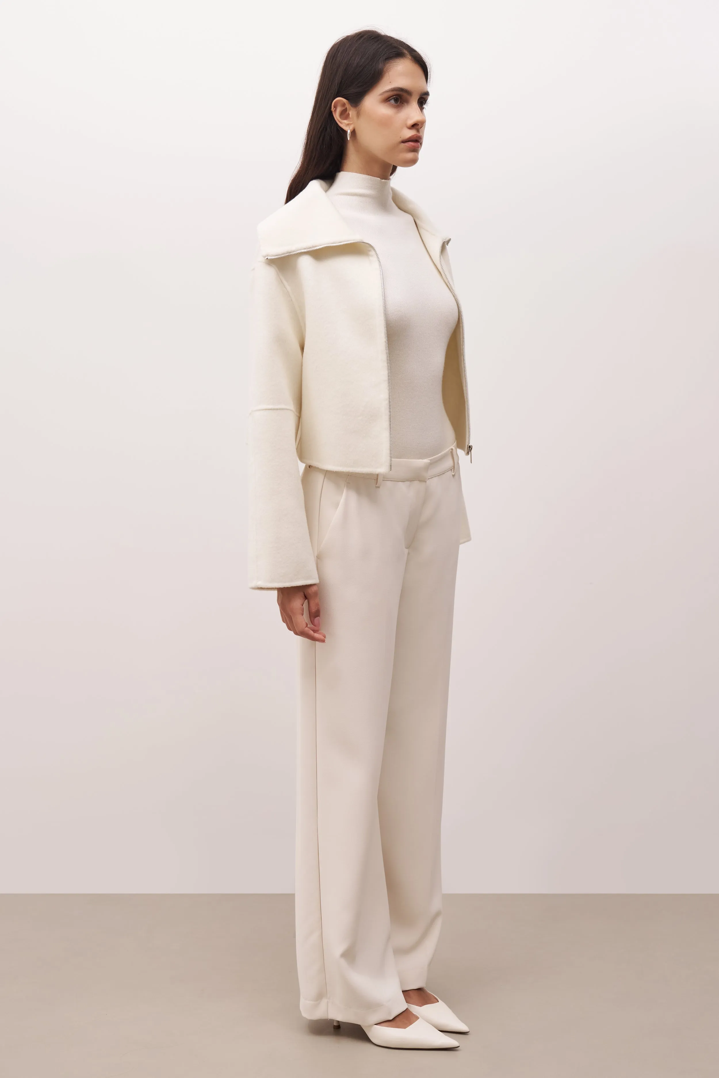 Double Faced Wool Cropped Jacket - Cream sold by Because of Alice product image thumbnail 4