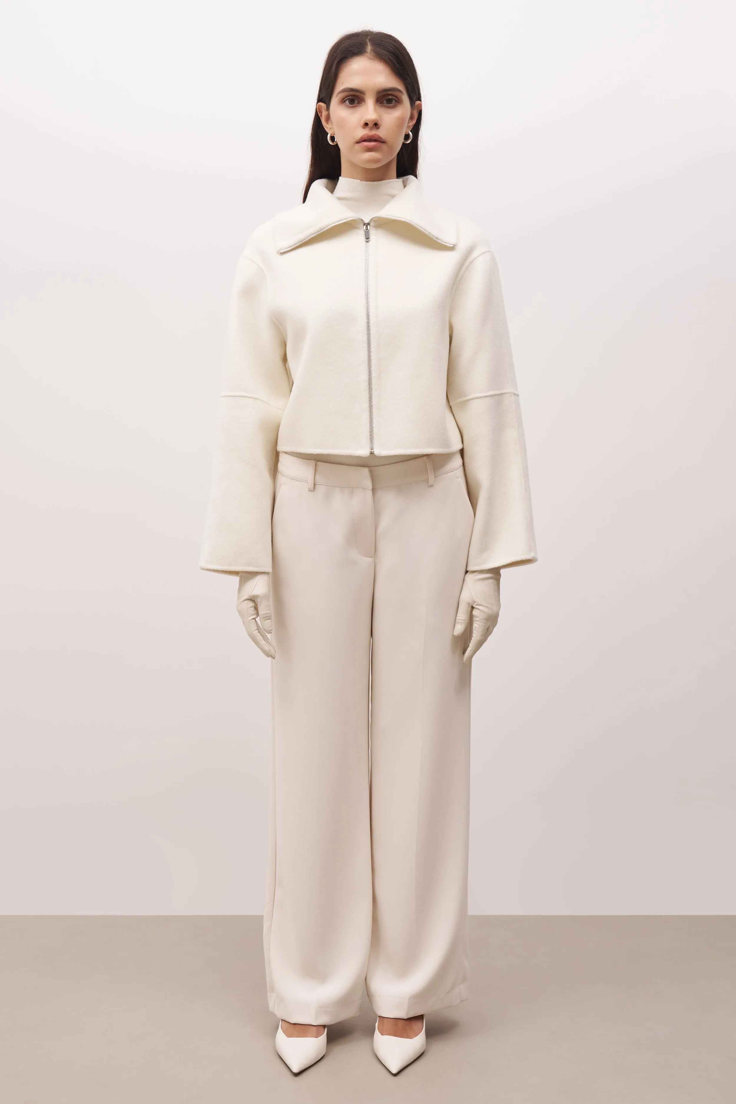 Double Faced Wool Cropped Jacket - Cream sold by Because of Alice product image thumbnail 3