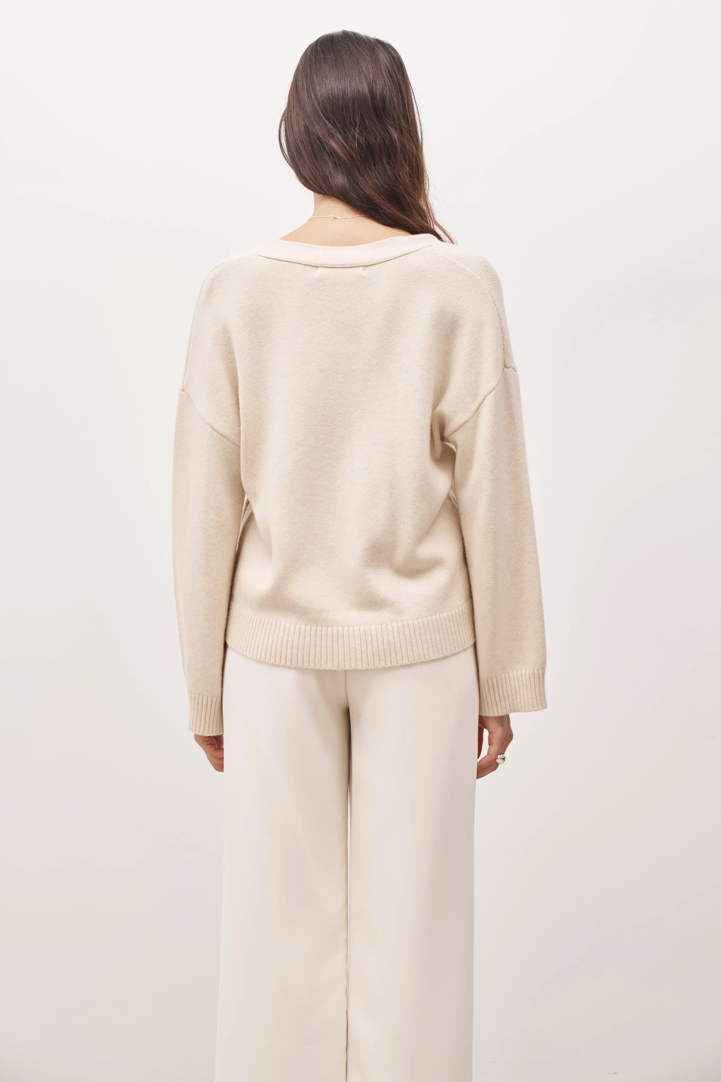 Relaxed Cashmere Blend Cardigan - Cream sold by Because of Alice product image thumbnail 2