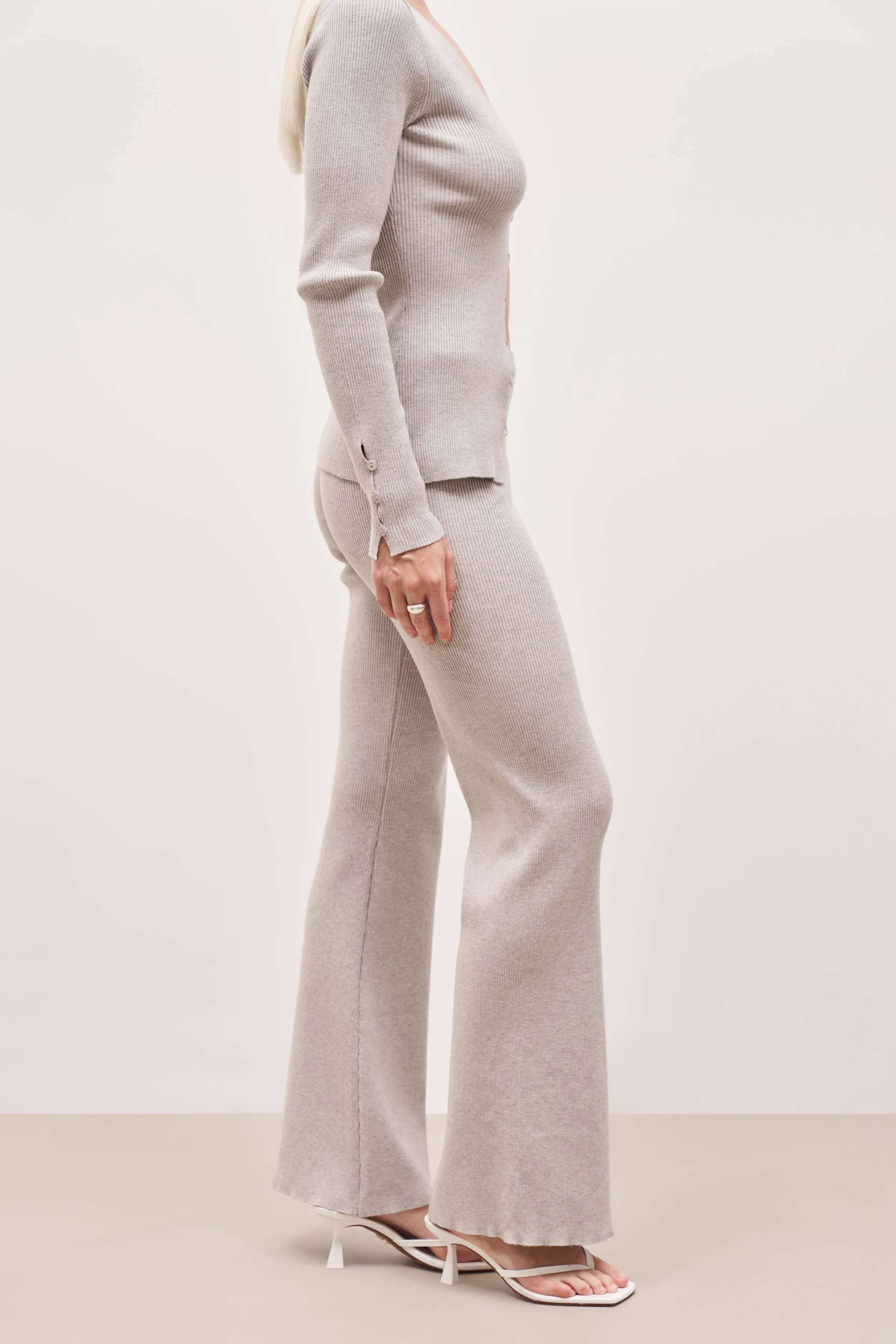 Mid Rise Ribbed Knit Trousers - Pebble Grey sold by Because of Alice product image thumbnail 4