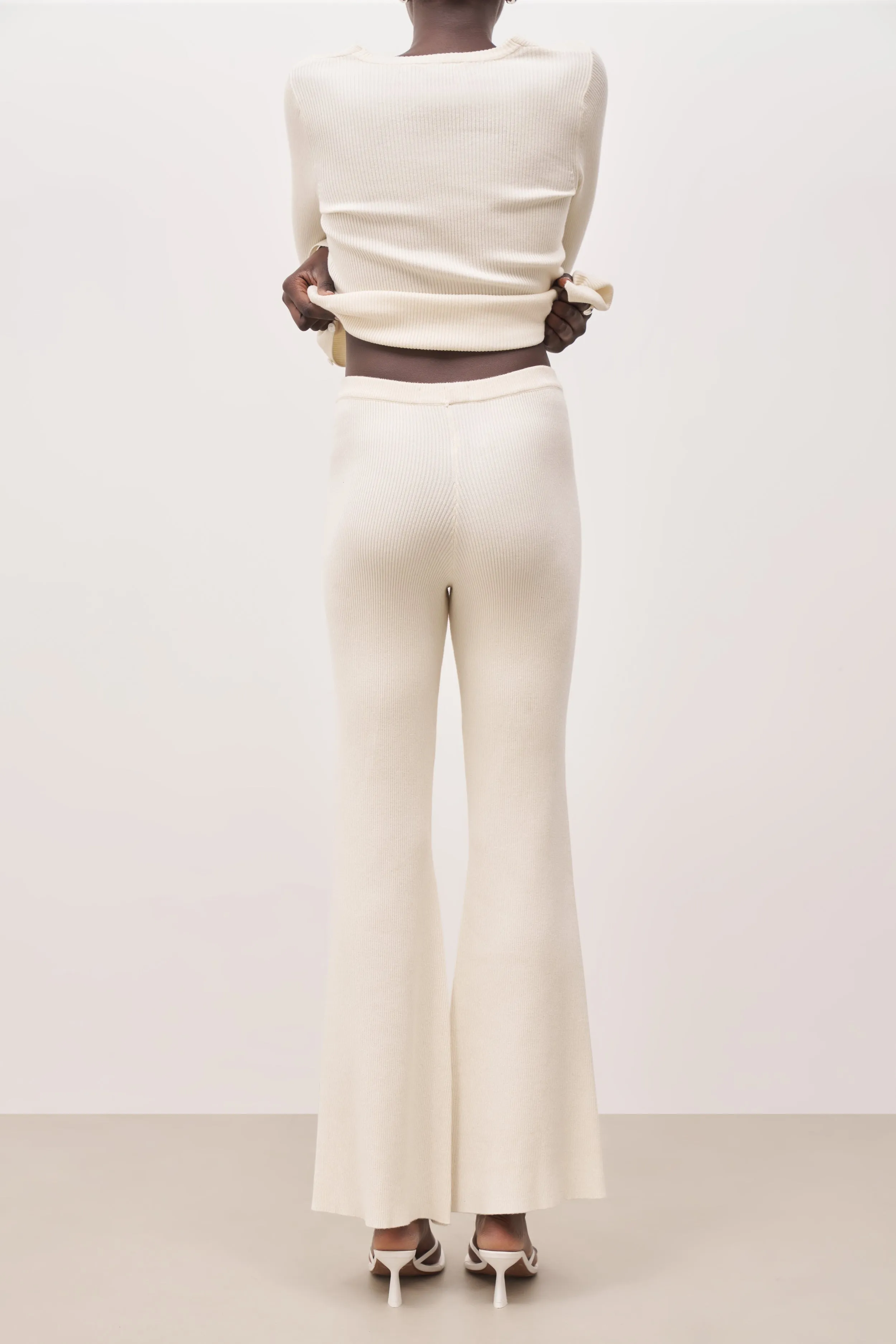 Mid Rise Ribbed Knit Trousers - Cream sold by Because of Alice product image thumbnail 2