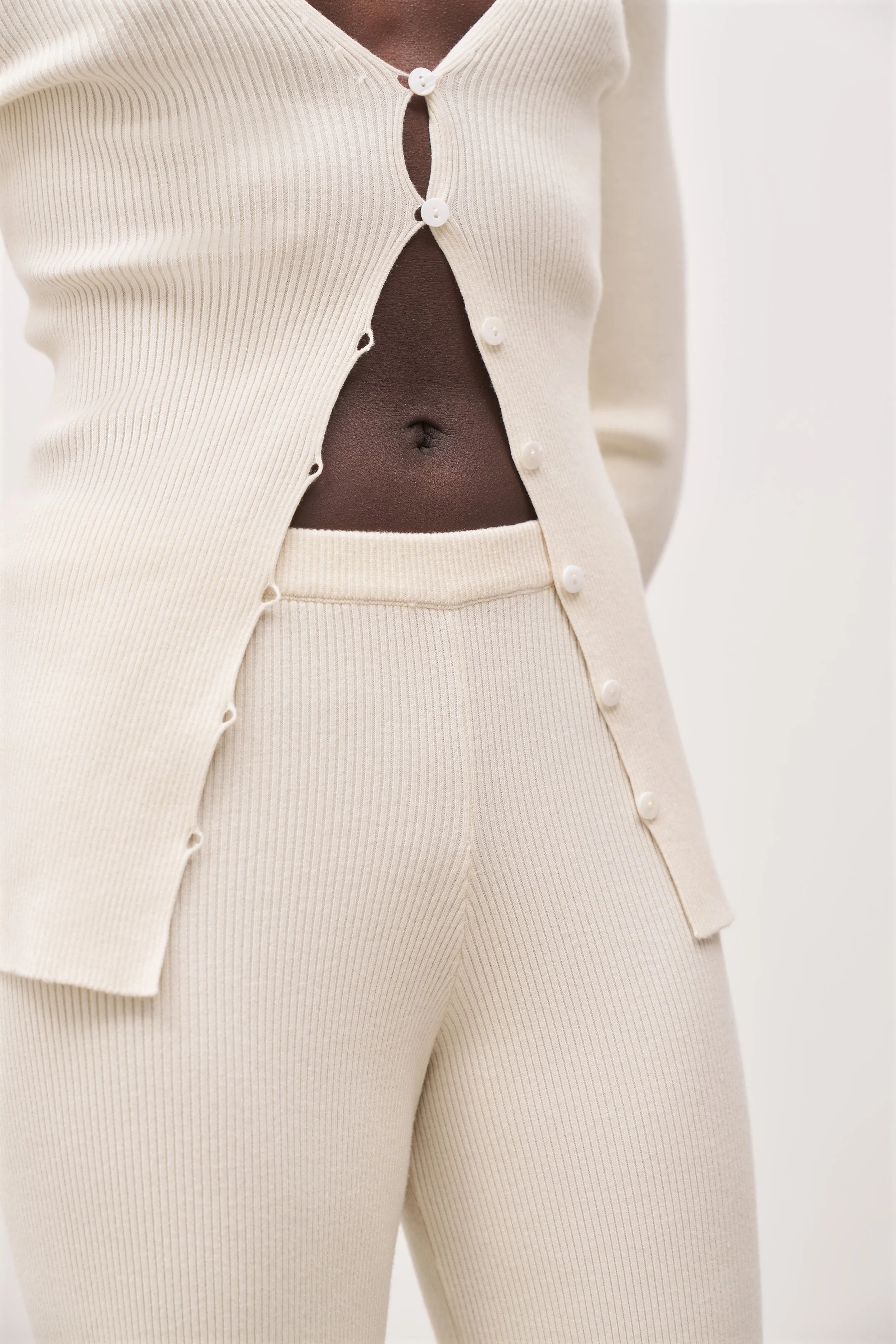 Mid Rise Ribbed Knit Trousers - Cream sold by Because of Alice product image thumbnail 5