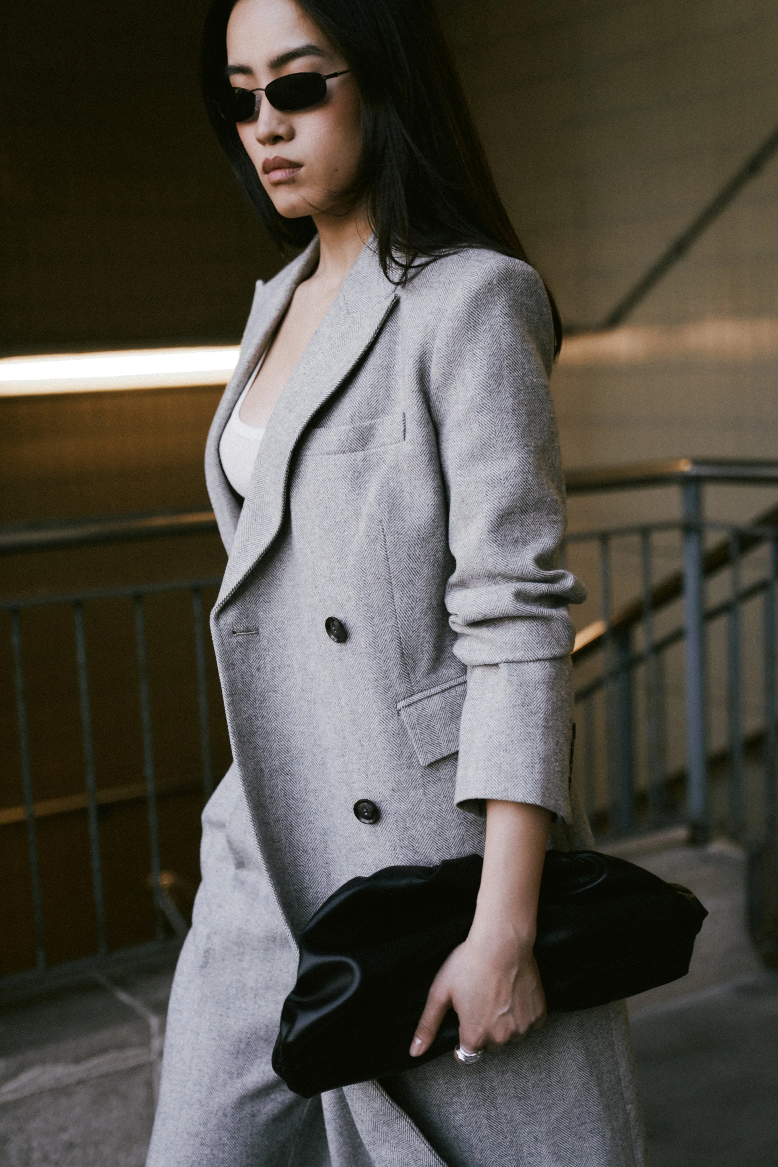 Herringbone Oversized Double Breasted Coat - Herringbone sold by Because of Alice