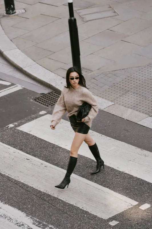 Crew Neck Alpaca Blend Jumper - Stone sold by Because of Alice