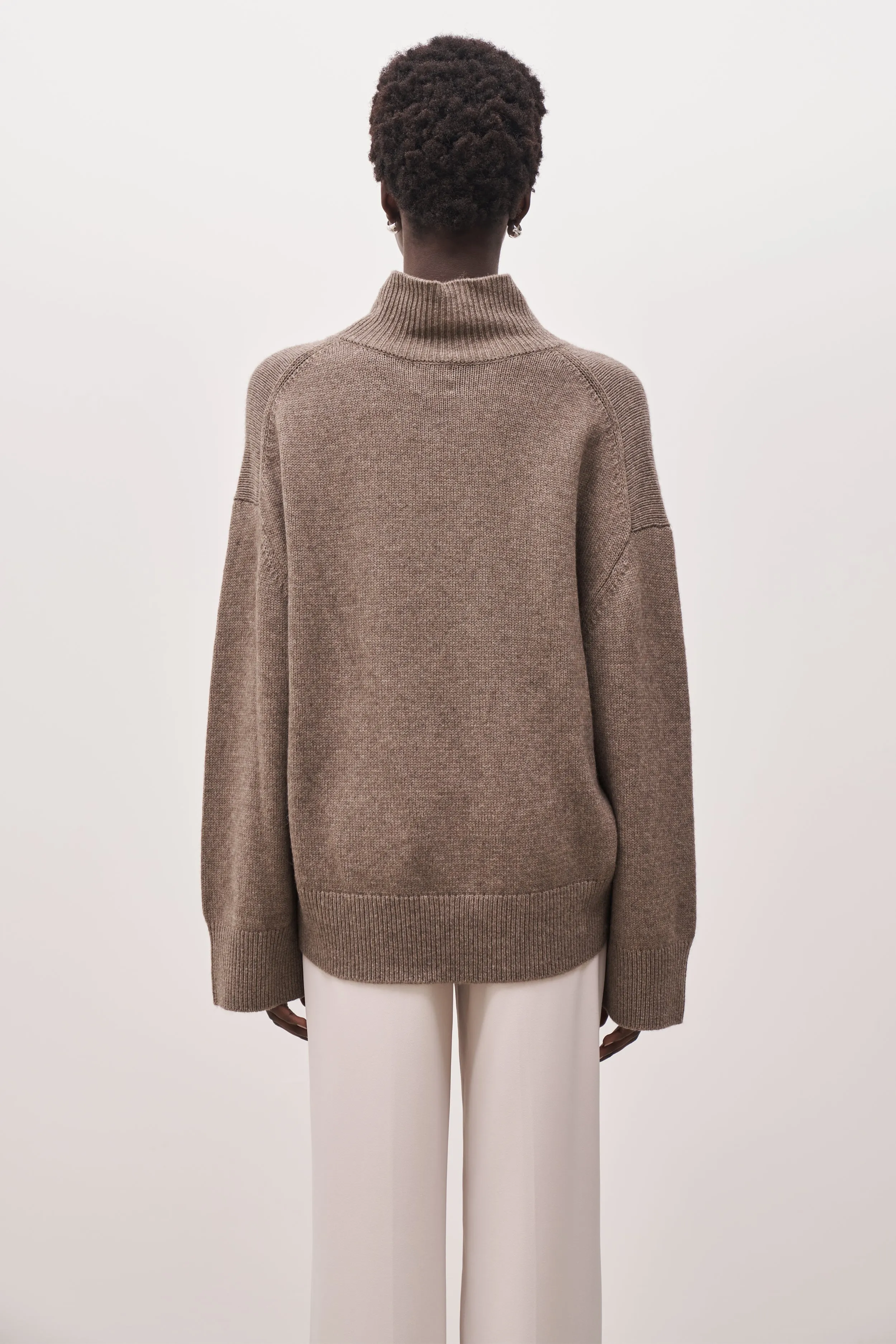 Relaxed High Neck Cashmere Blend Jumper - Cedar sold by Because of Alice product image thumbnail 3